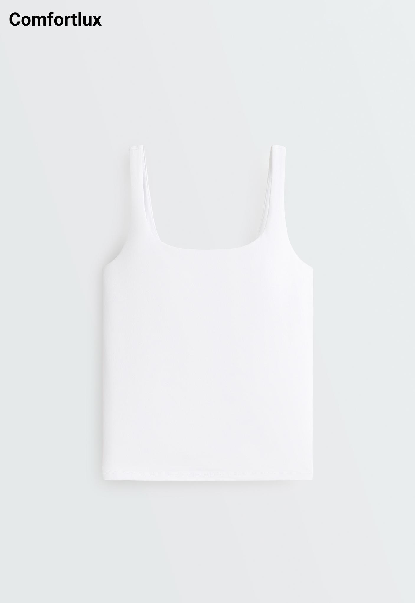 Long square neck Comfortlux tank top — WHITE 
