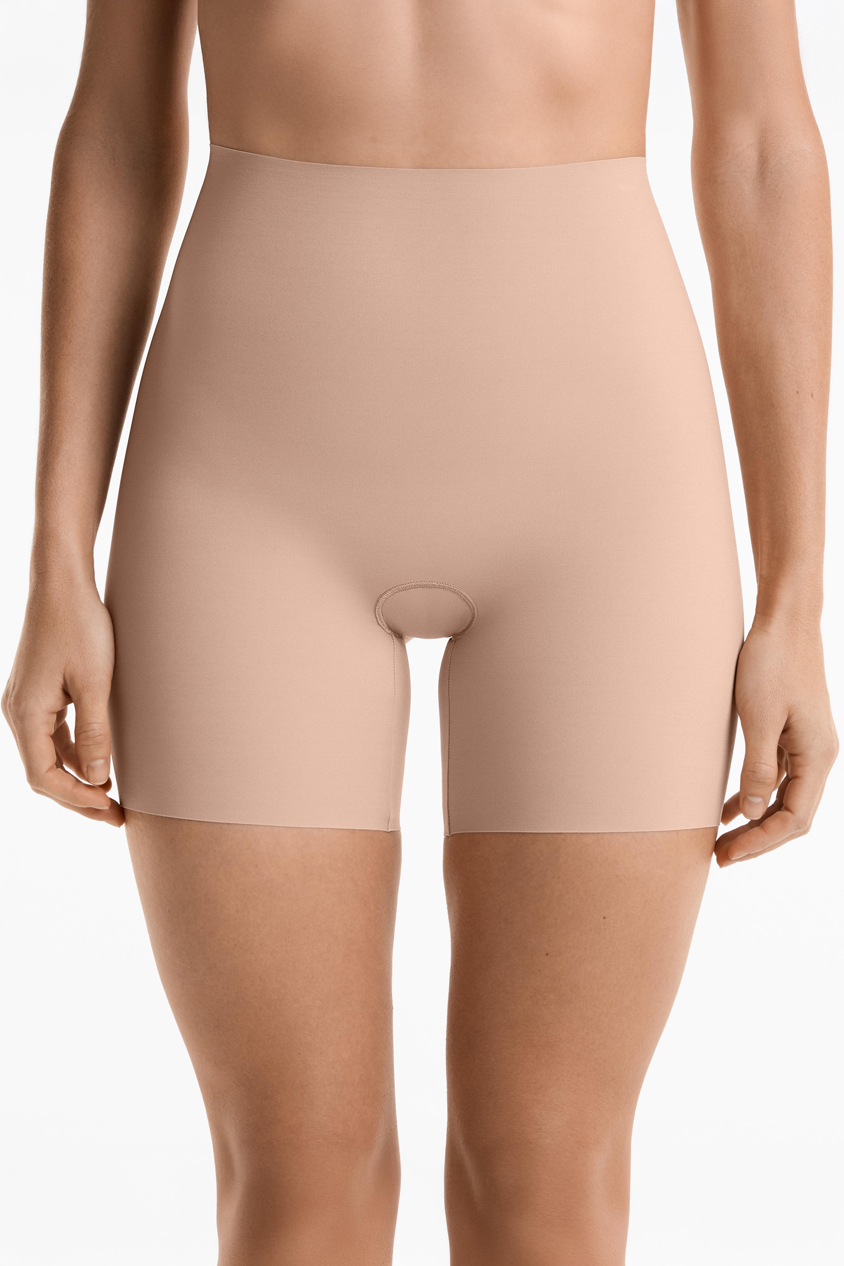 High-waisted invisible laser-cut cycling briefs — BEIGE