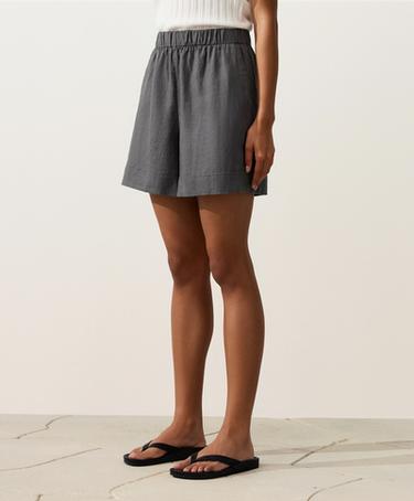 100% linen Bermuda shorts — STEEL GREY 1