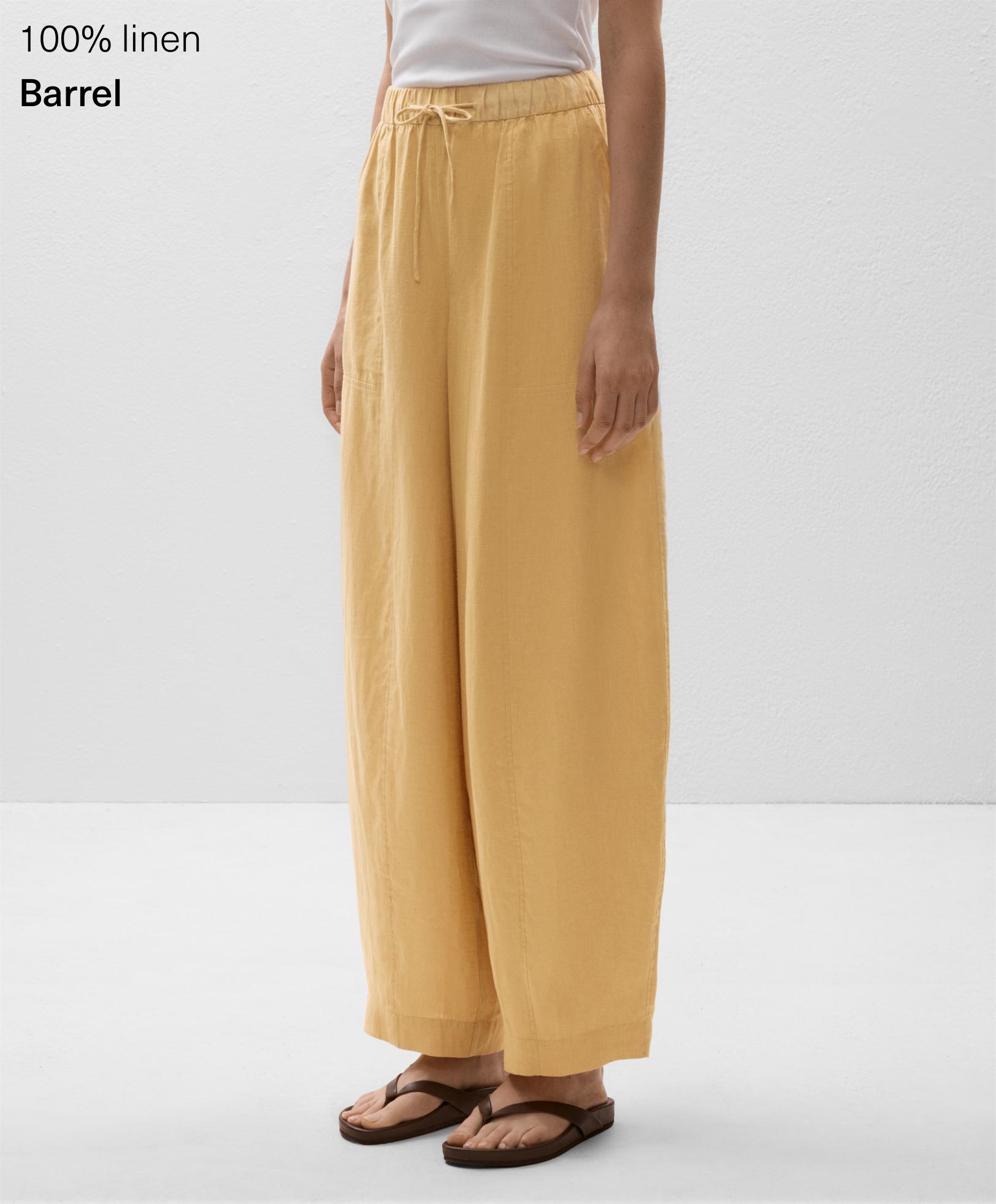 100% Linen Barrel Leg Trousers