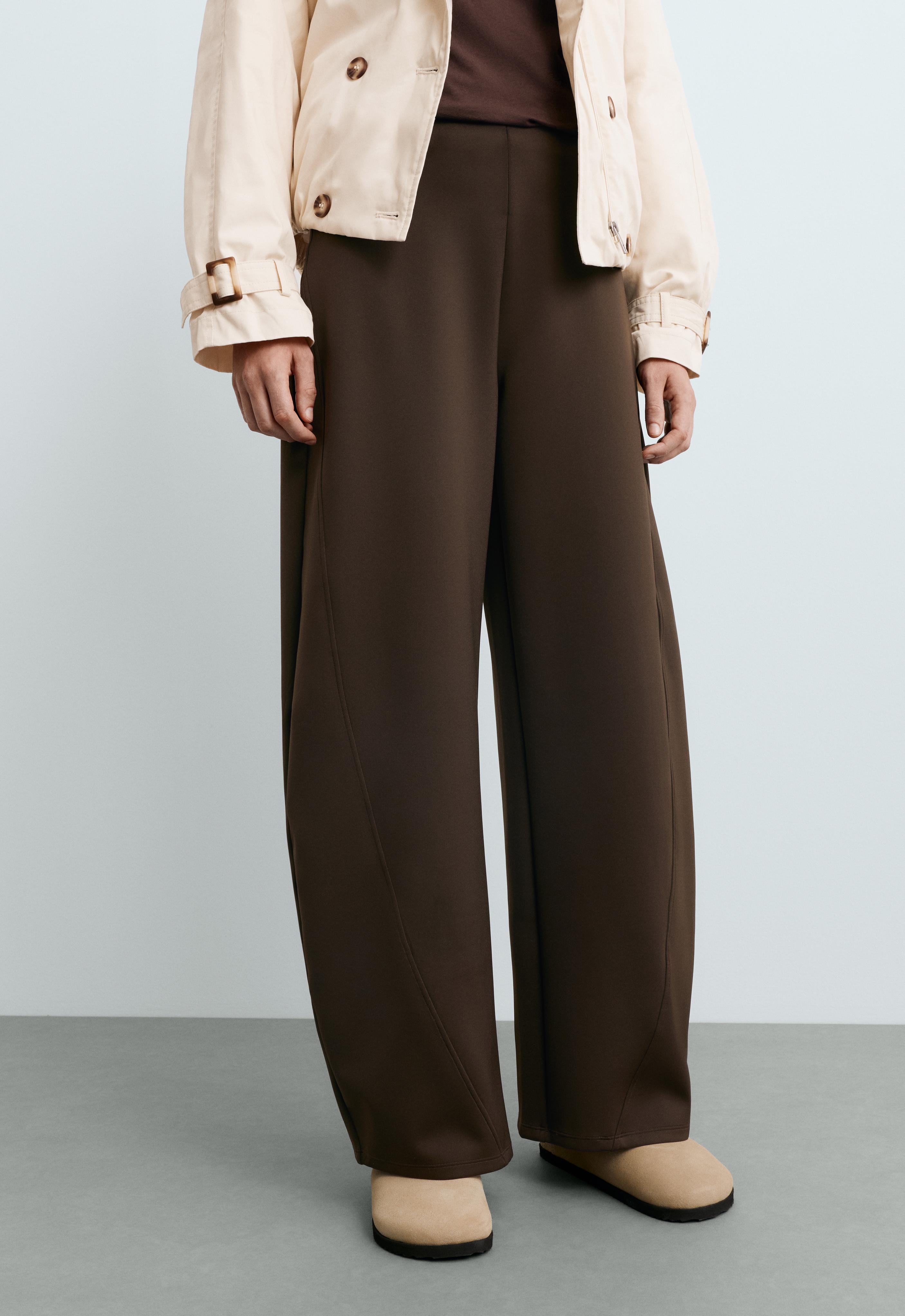 Neoprene-effect high-rise cocoon trousers