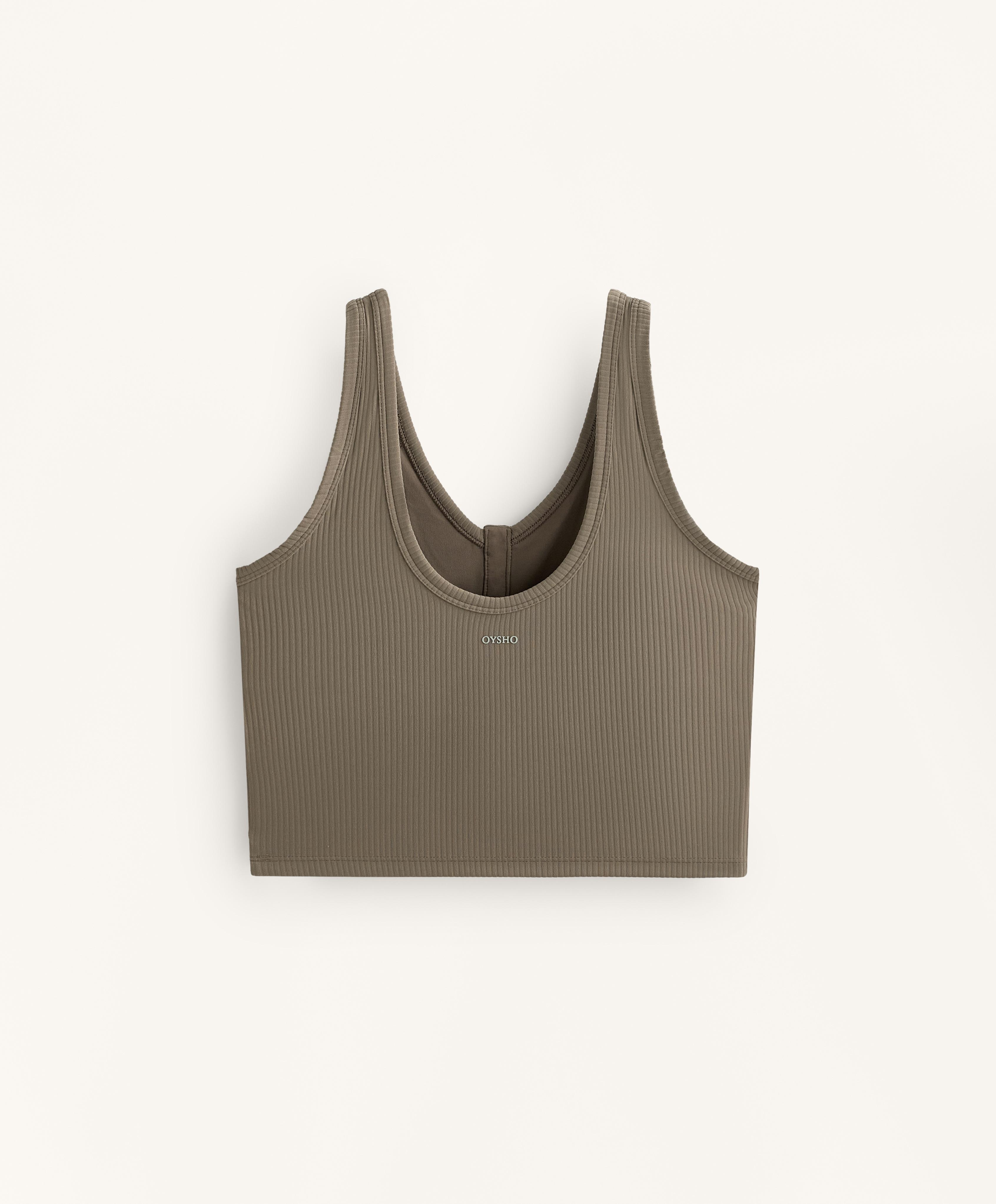 Rib Comfortlux open back Henley tank top