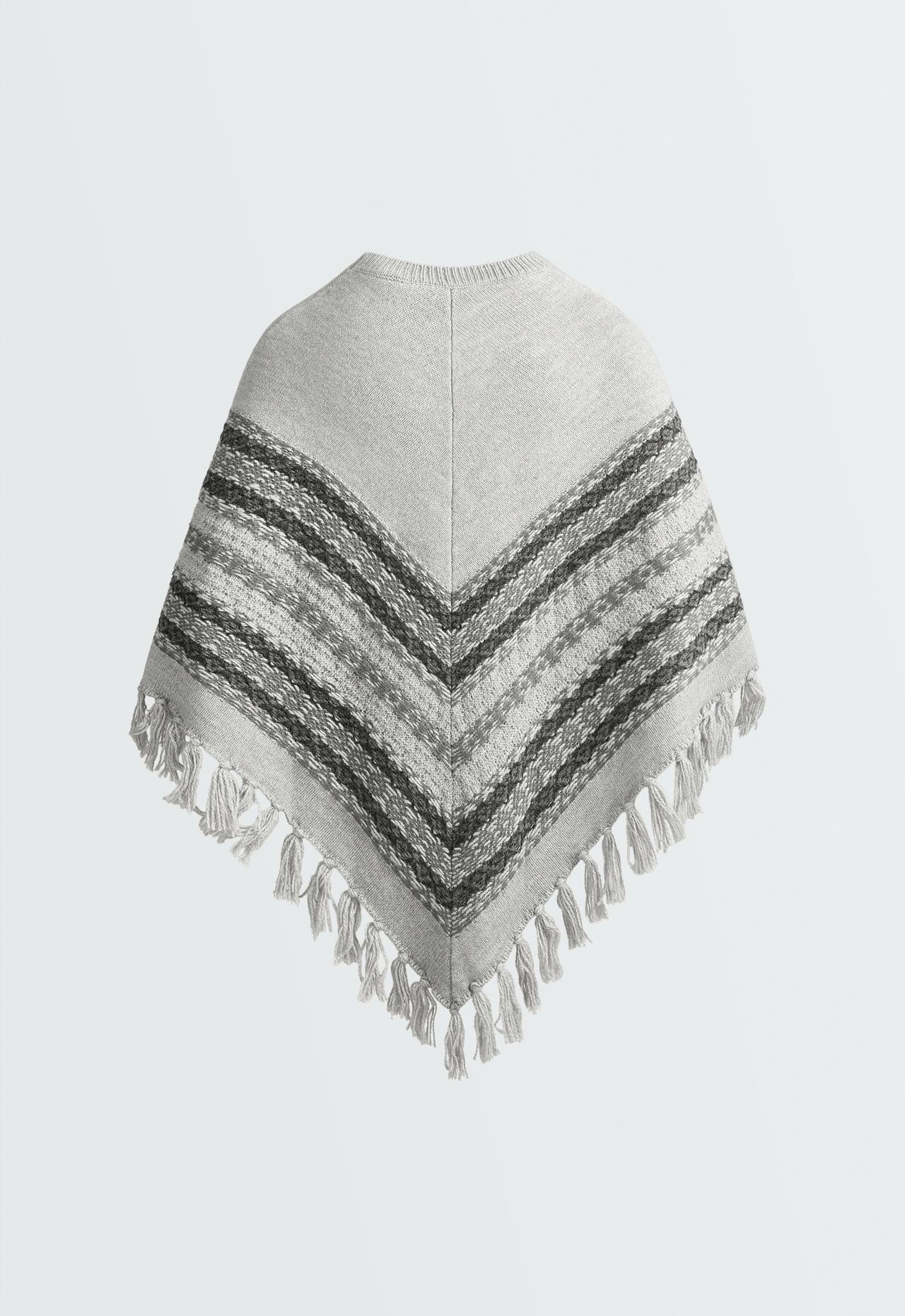 Knit poncho 30% wool — MOTTLED GREY MELANGE