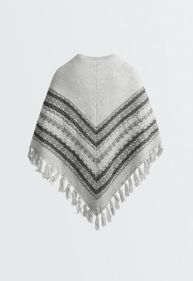 Knit poncho 30% wool — MOTTLED GREY MELANGE 6