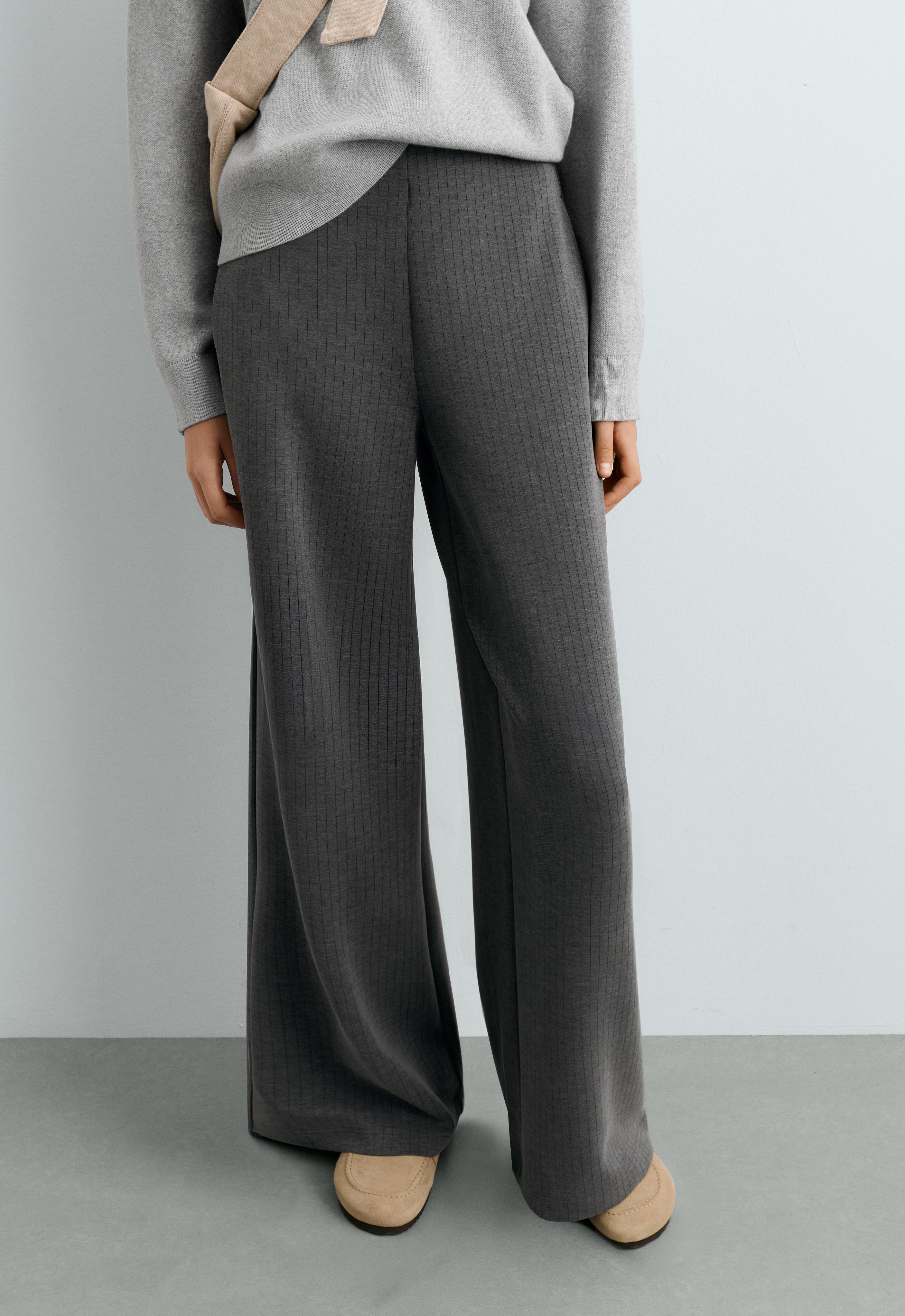 Super high-rise striped modal trousers — ASPHALT GREY