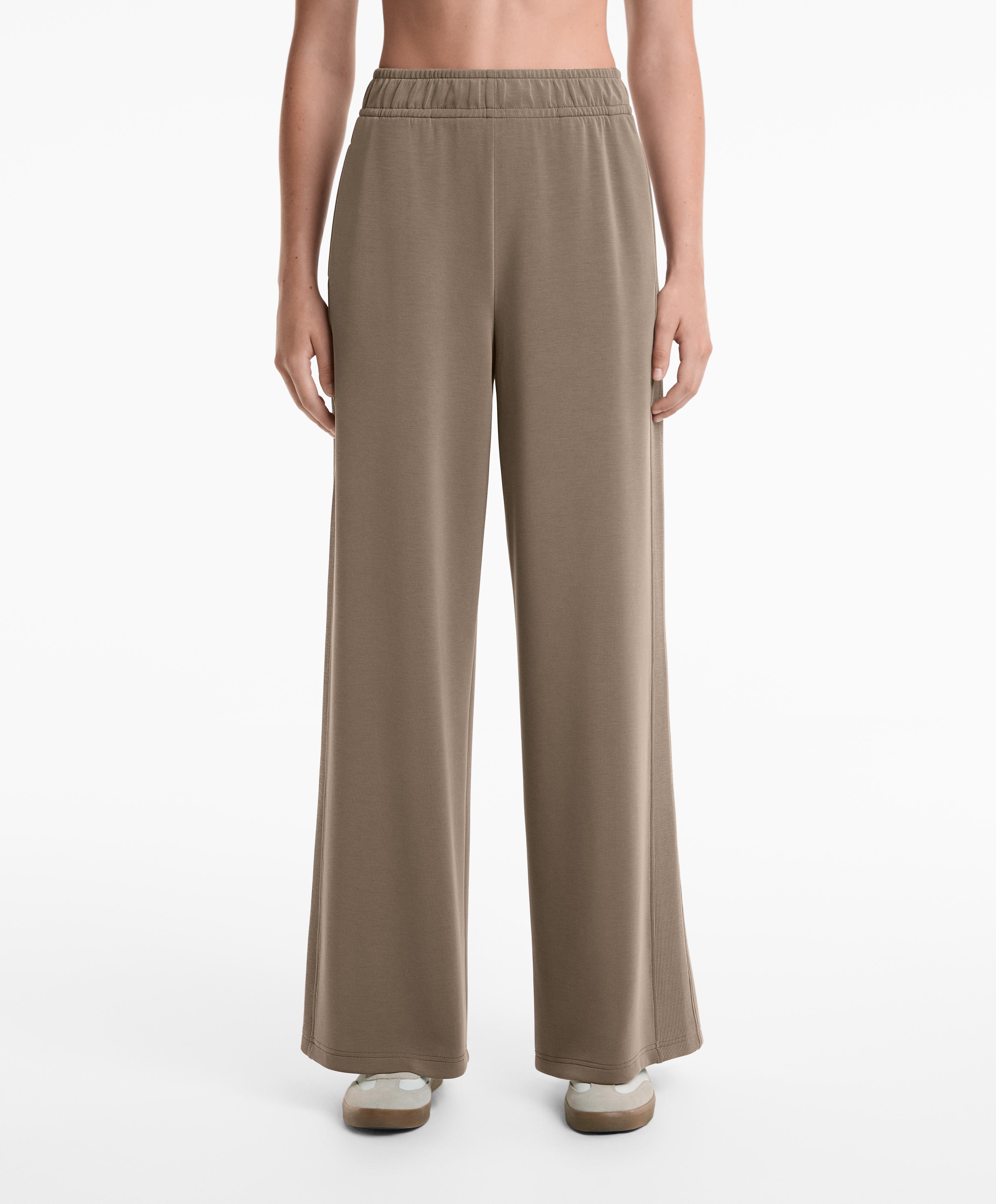 Side rib straight-leg trousers with soft-touch modal Side rib straight-leg trousers with soft-touch modal