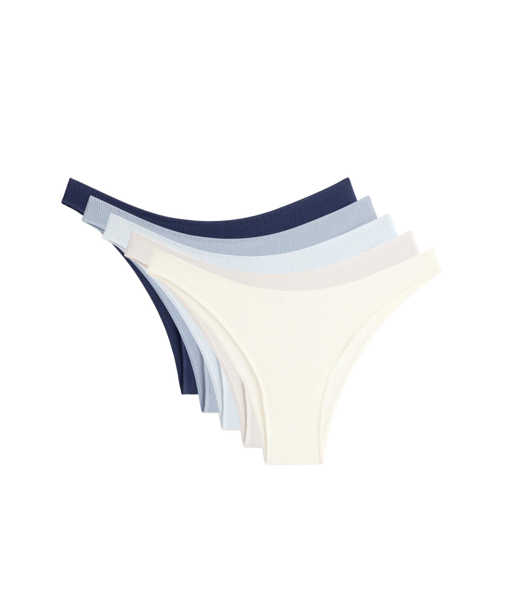 5 cotton rib U-cut Brazilian briefs — GREY-BLUE