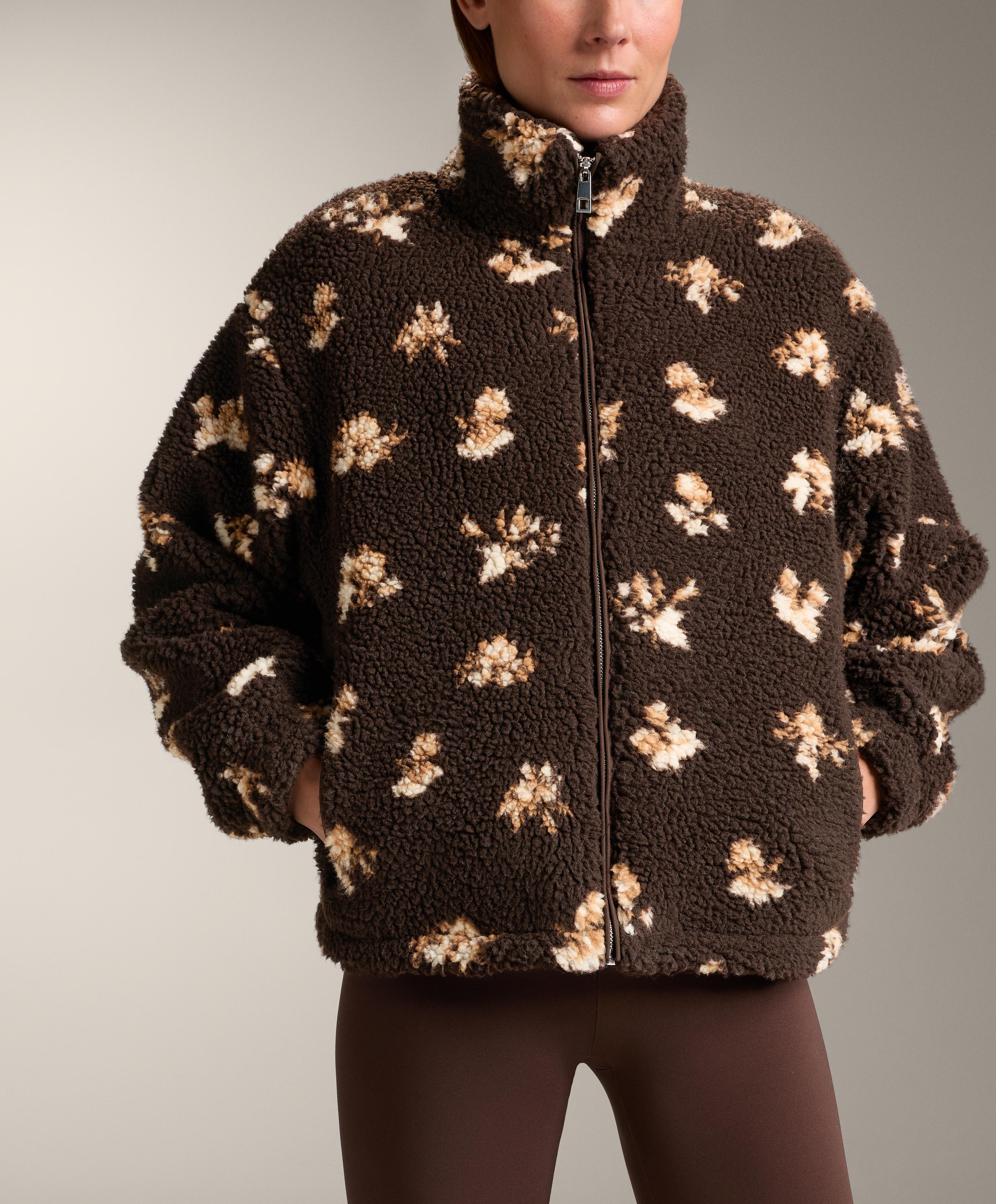 Faux-shearling floral print jacket — CLAY