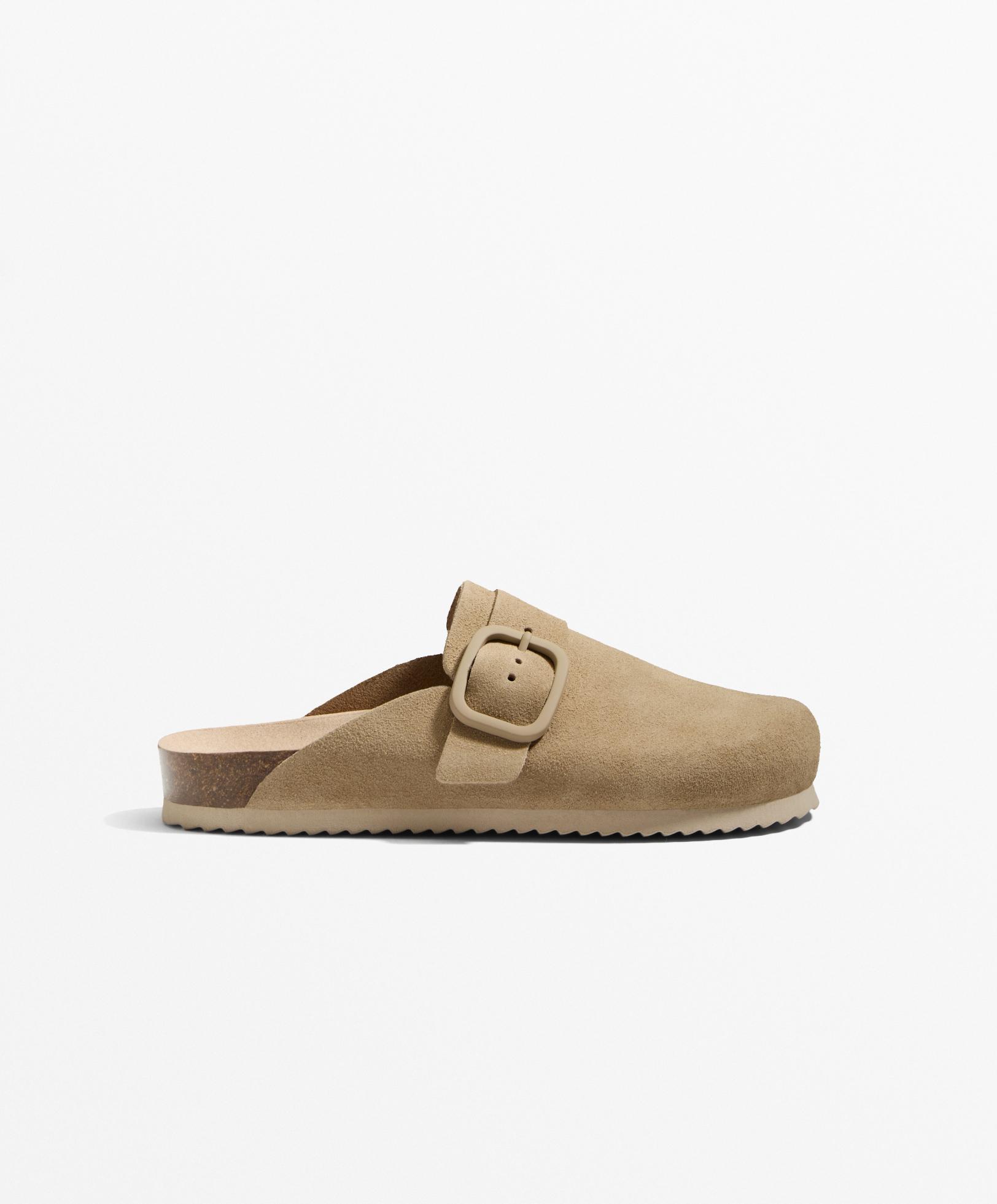 Buckled split-leather mules Buckled split-leather mules