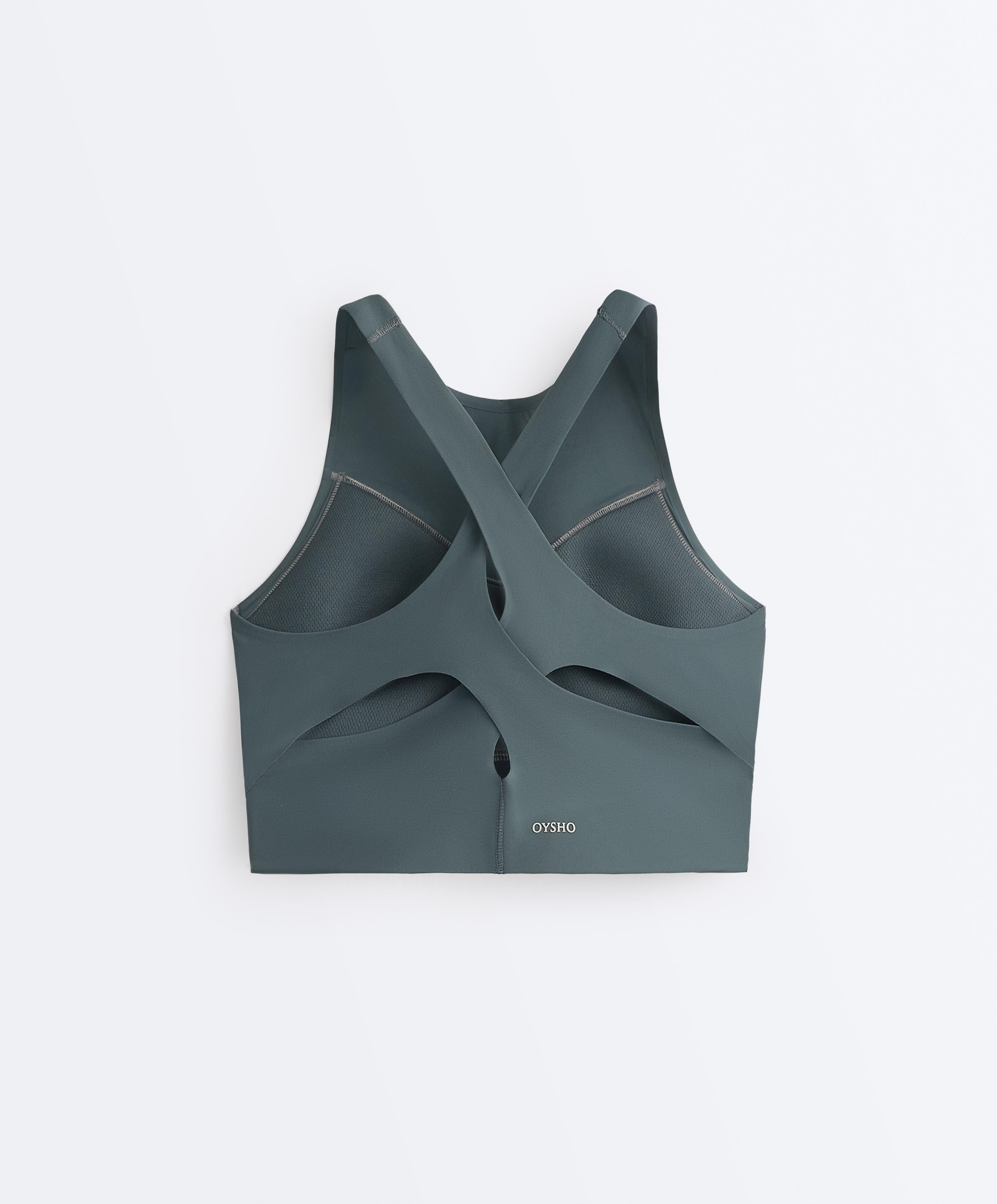 Light Touch crossover back tank top — DARK GREY-GREEN