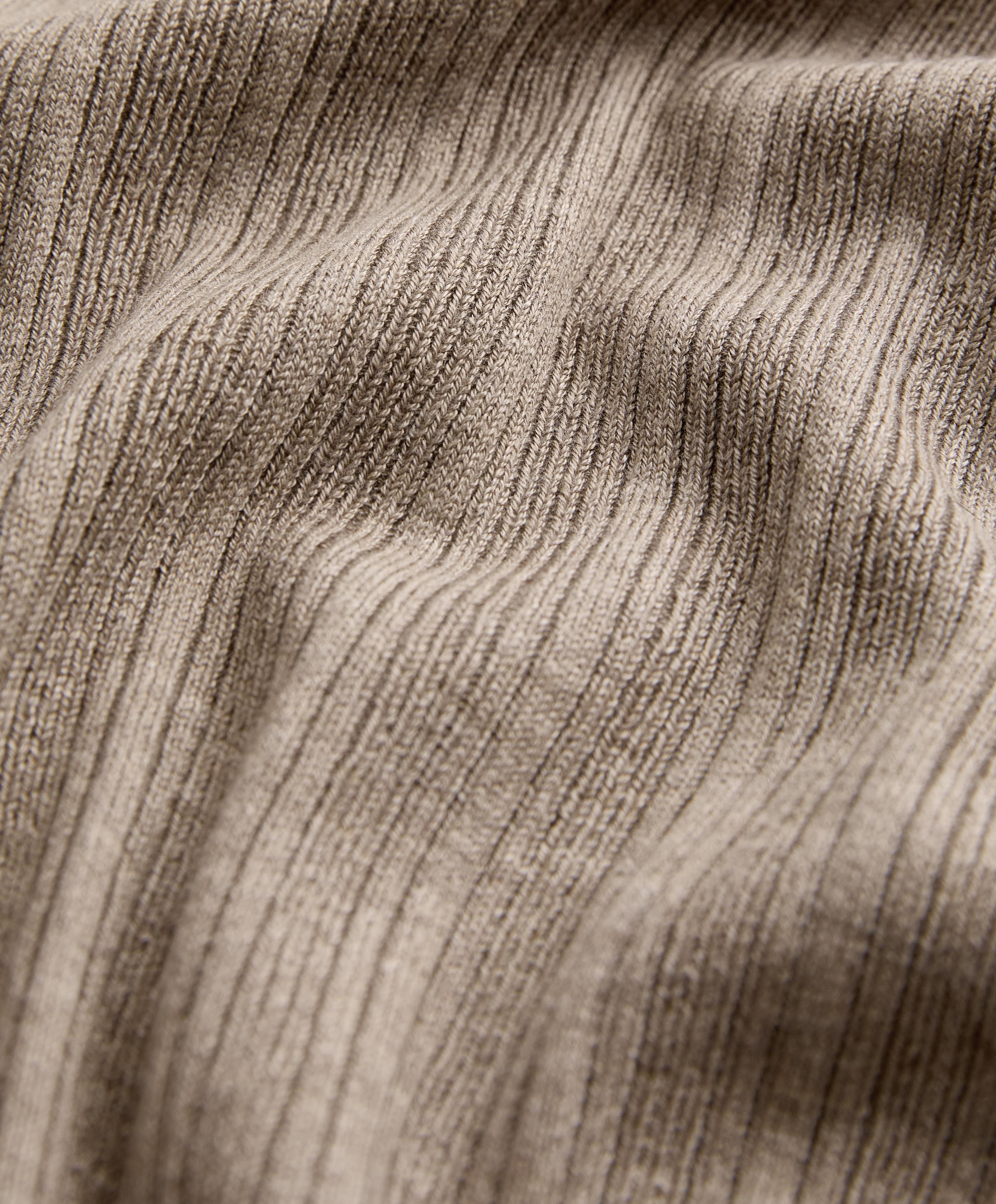 Rib knit jacket with side tie fastening — DARK TAUPE