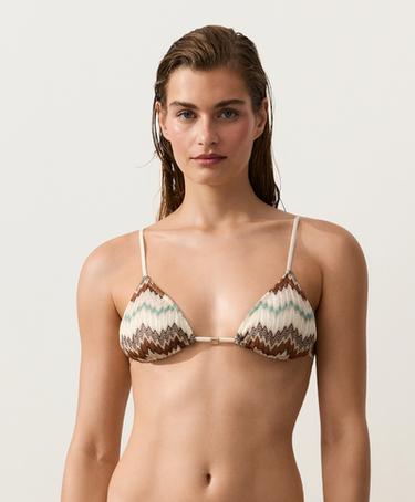 Zigzag crochet triangle bikini top — AQUA GREEN 2