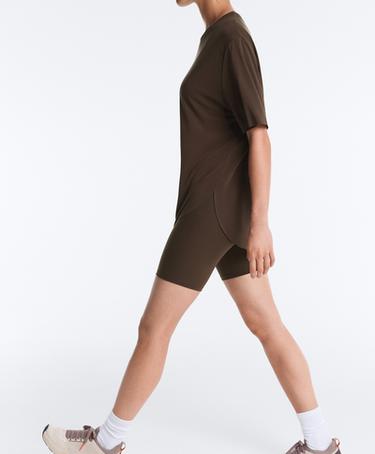 Modal blend short-sleeved rounded back T-shirt — DARK BROWN 4