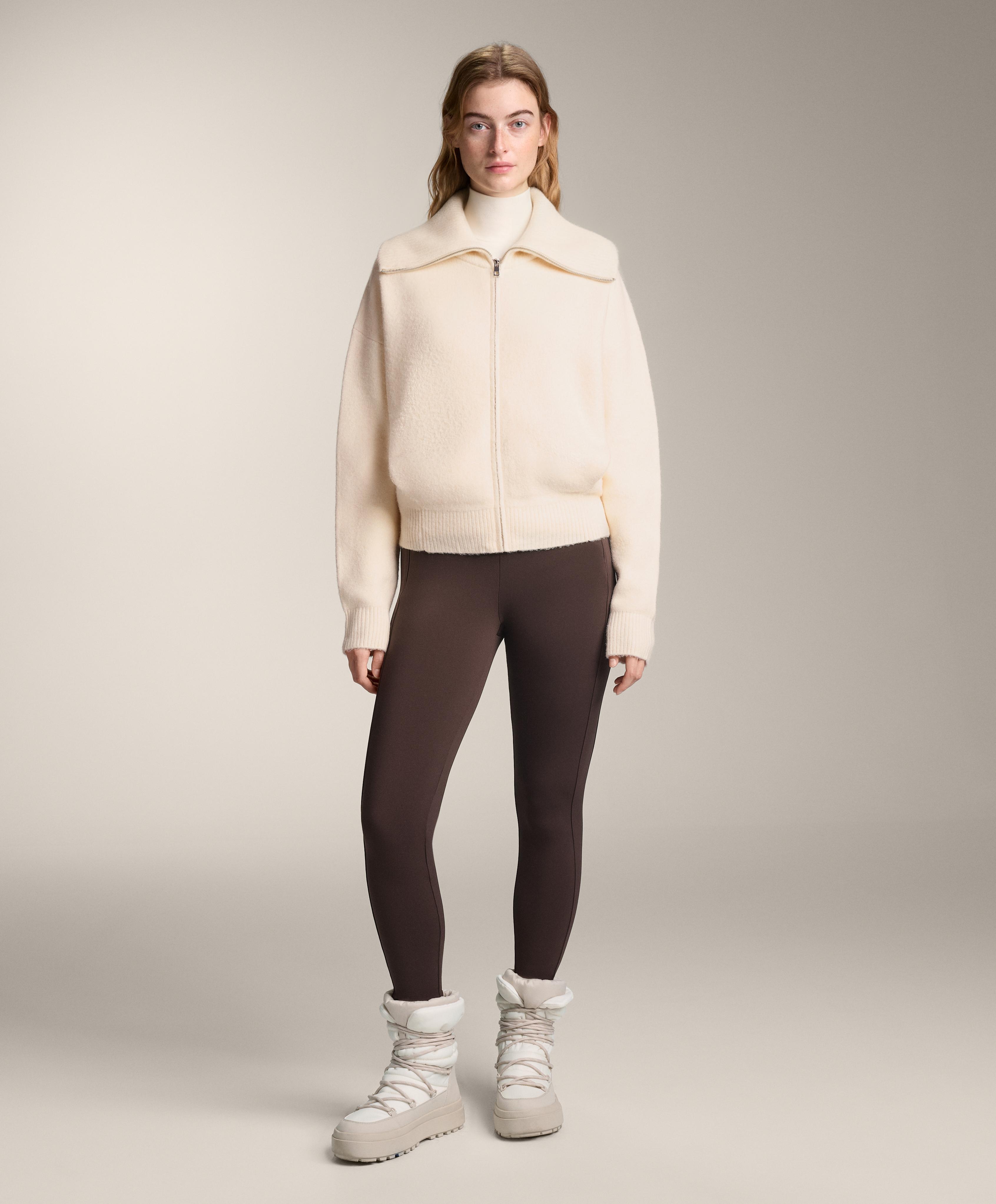 Knit jacket with high collar — ECRU