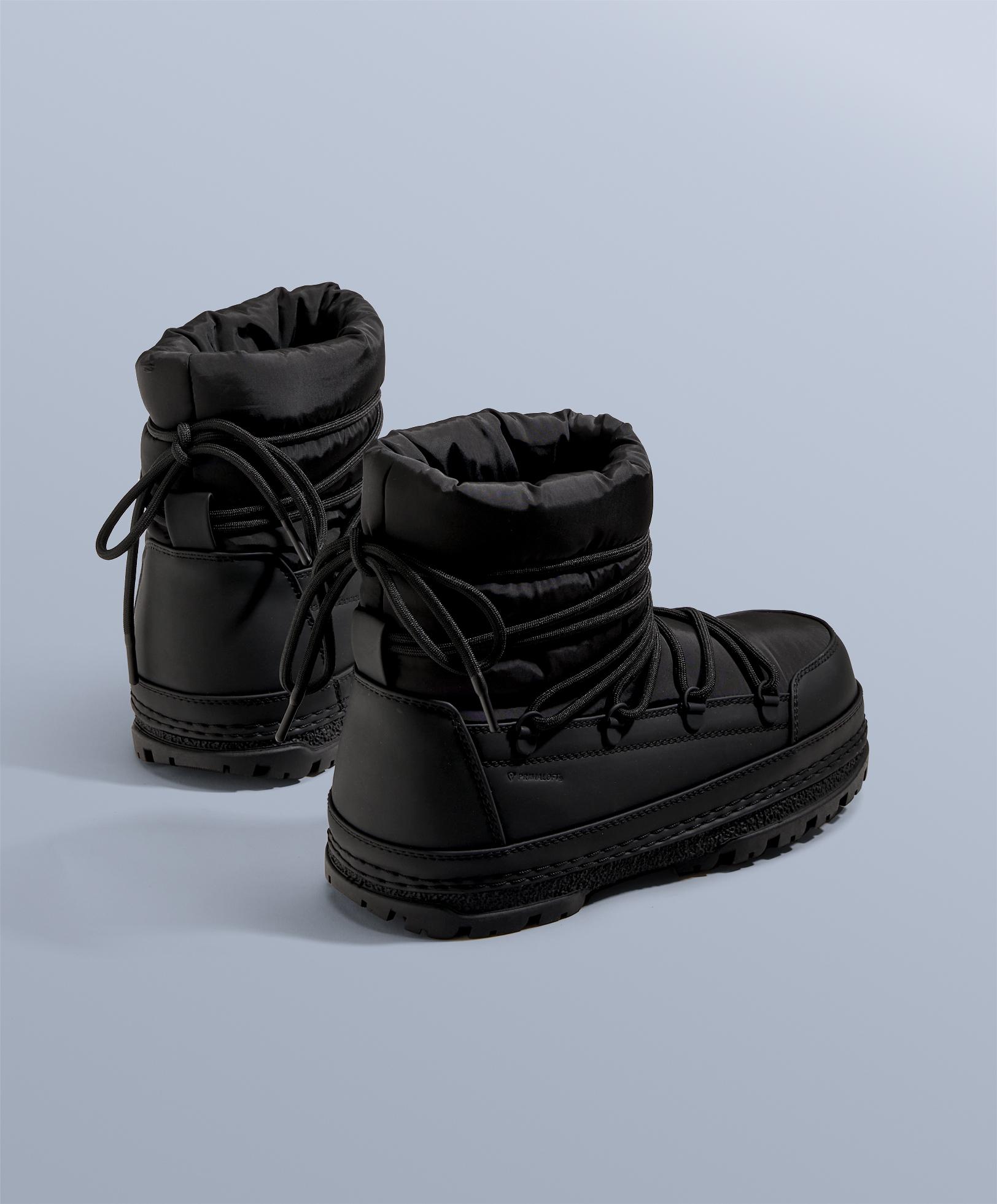 Lace-up nylon après-ski boots — BLACK