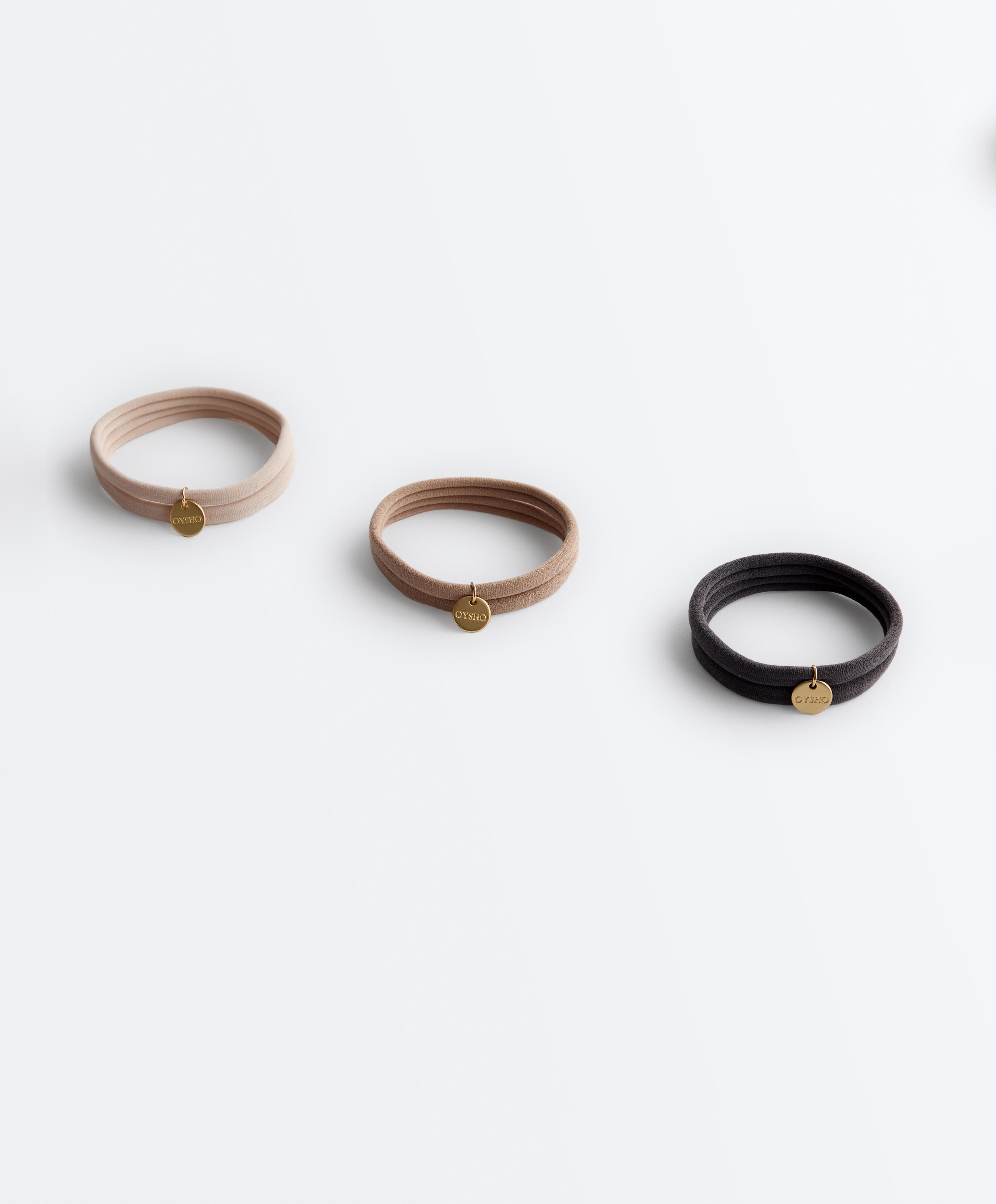 6 Oysho plaque hair ties — BLUE-GREY