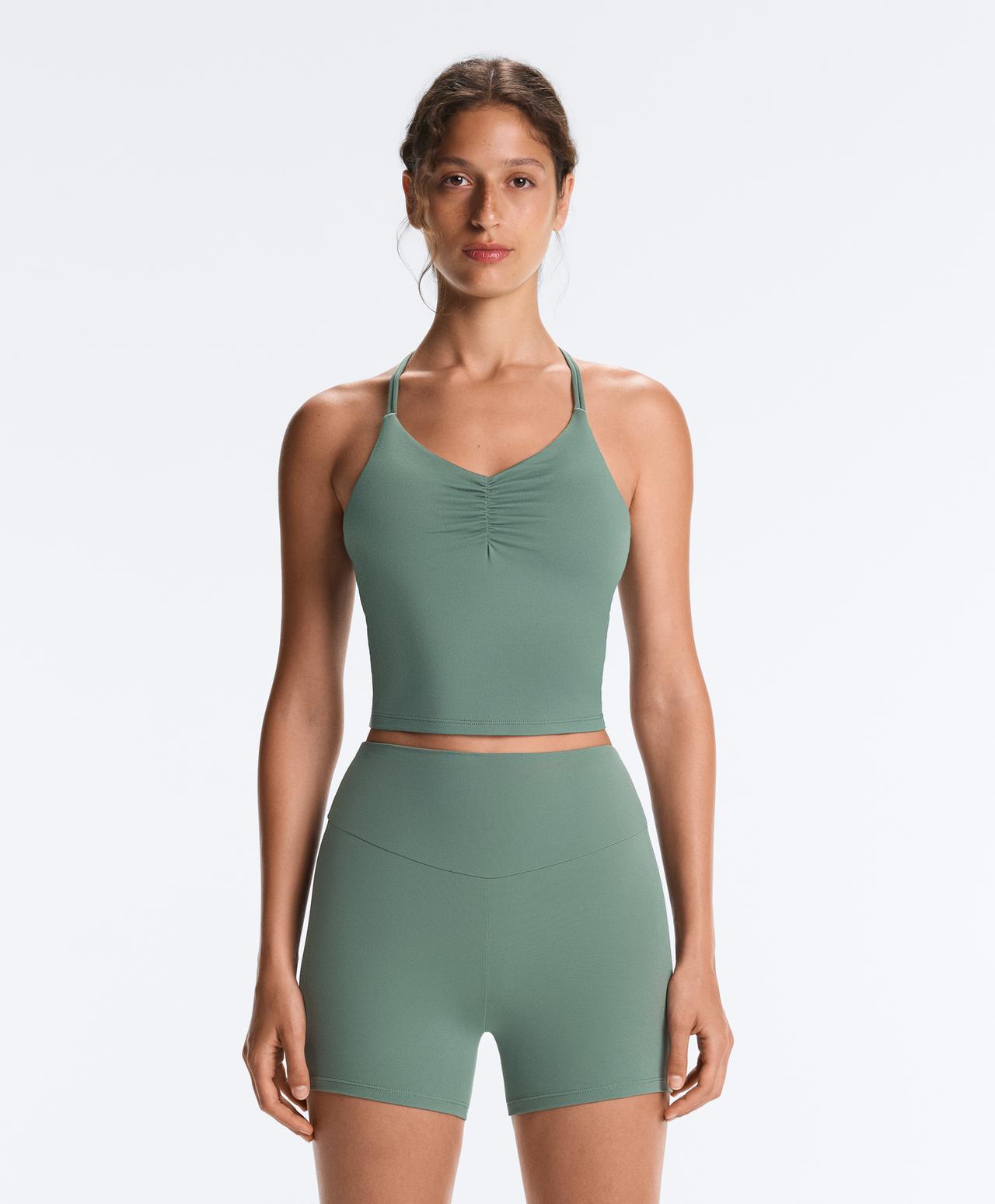 Comfortlux crossed-strap tank top — GREEN