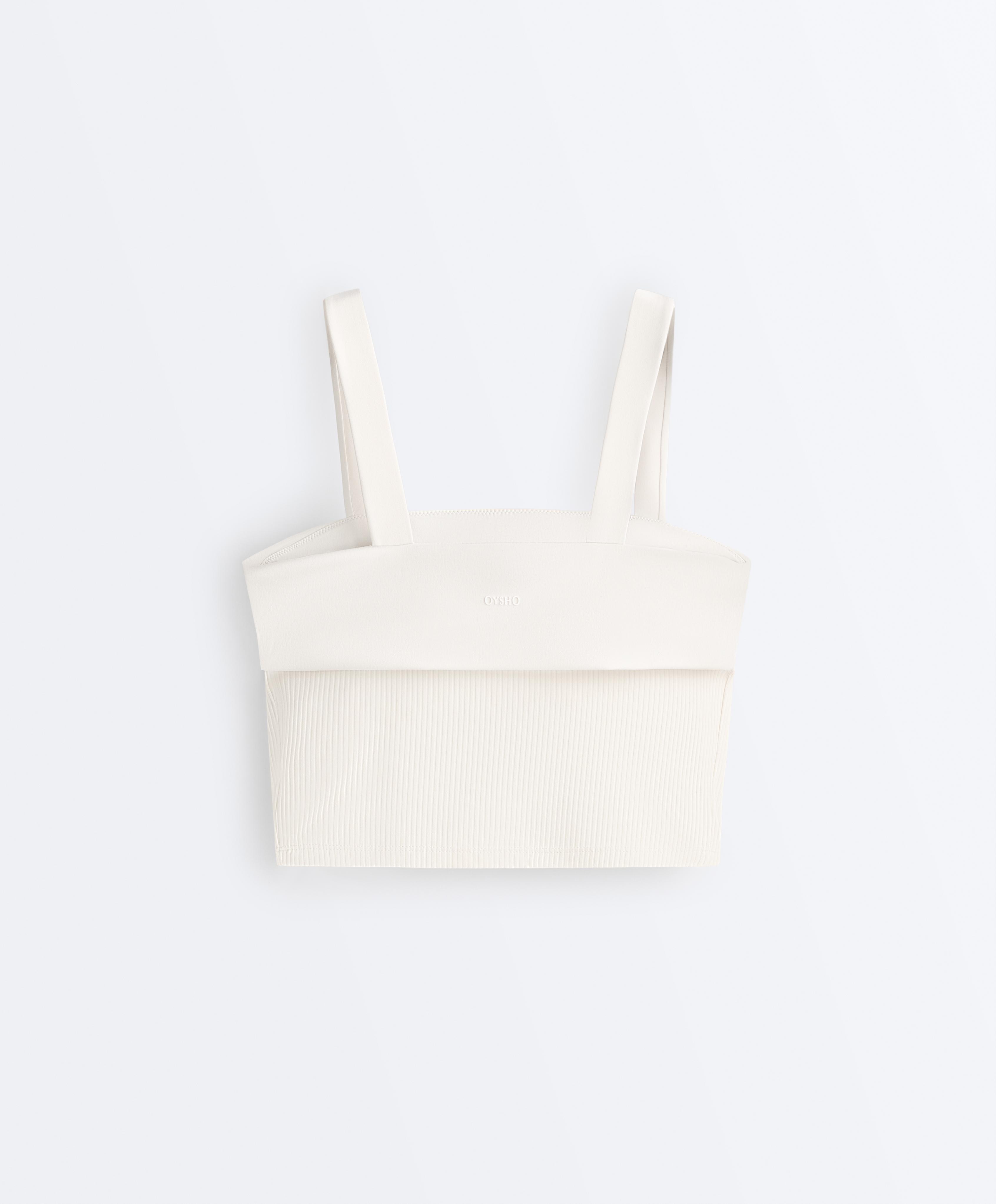 Comfortlux rib turn-up tank top — PALE ECRU