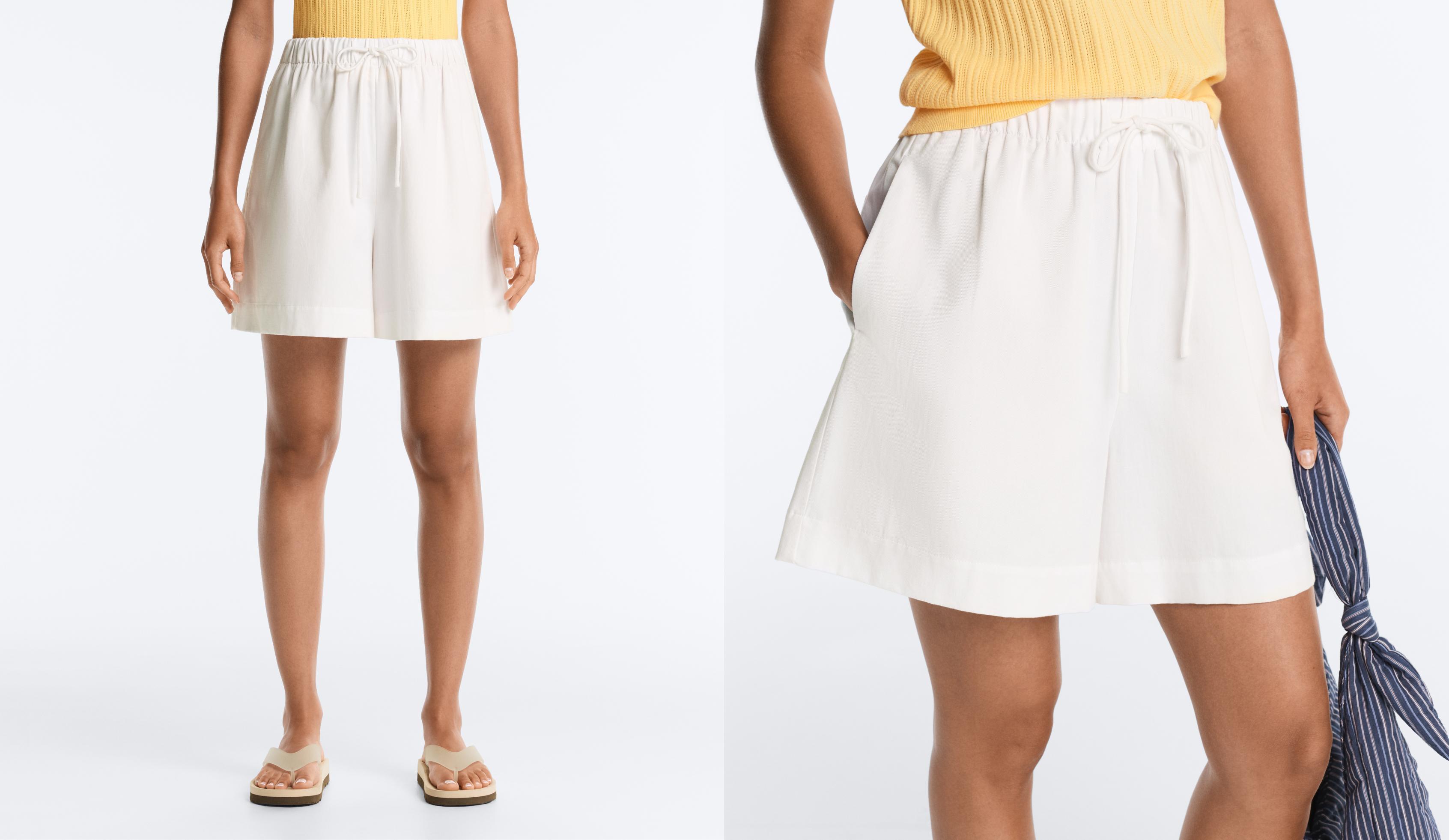 Cotton blend shorts — WHITE