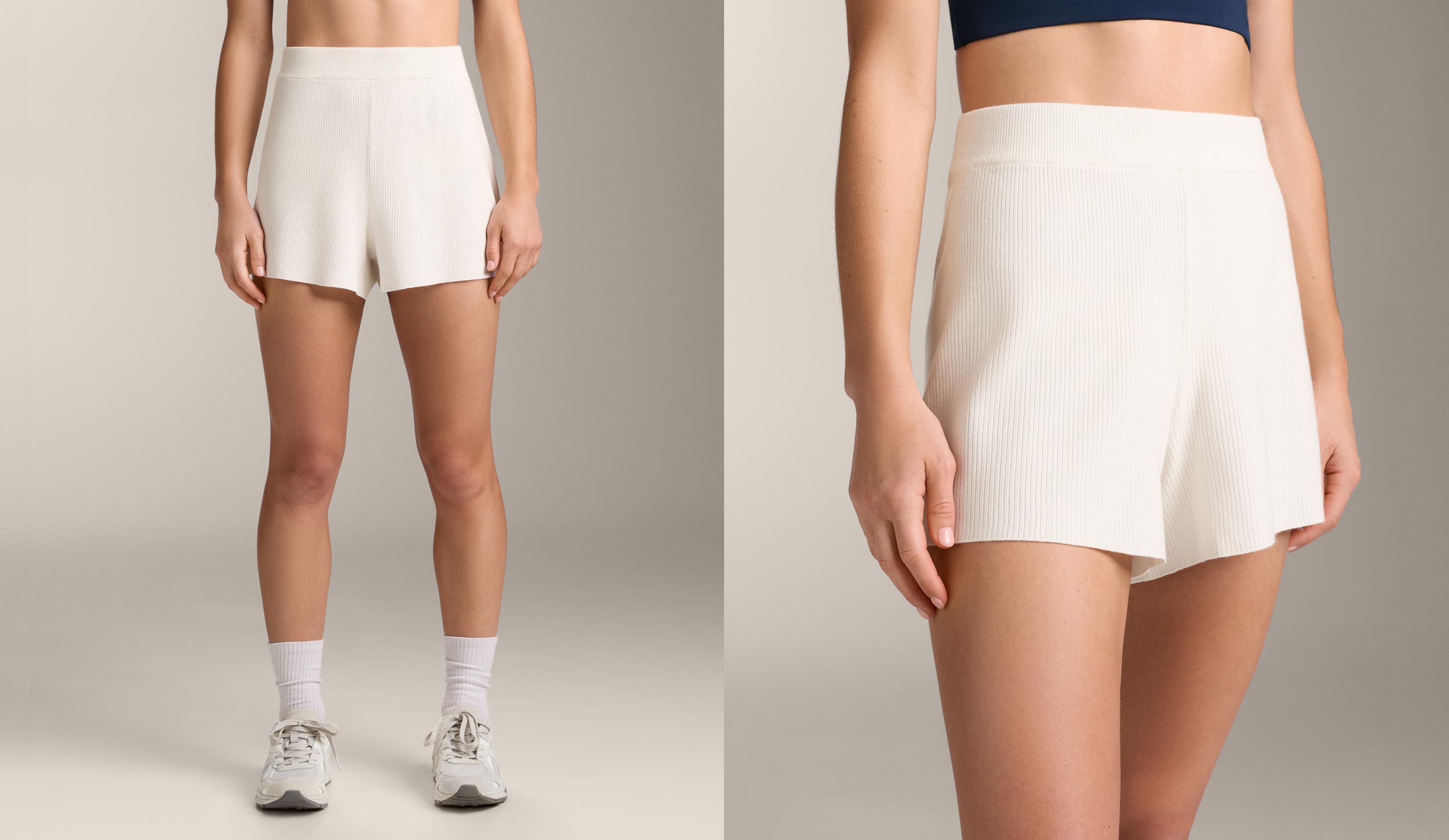 Washed knit shorts — WHITE