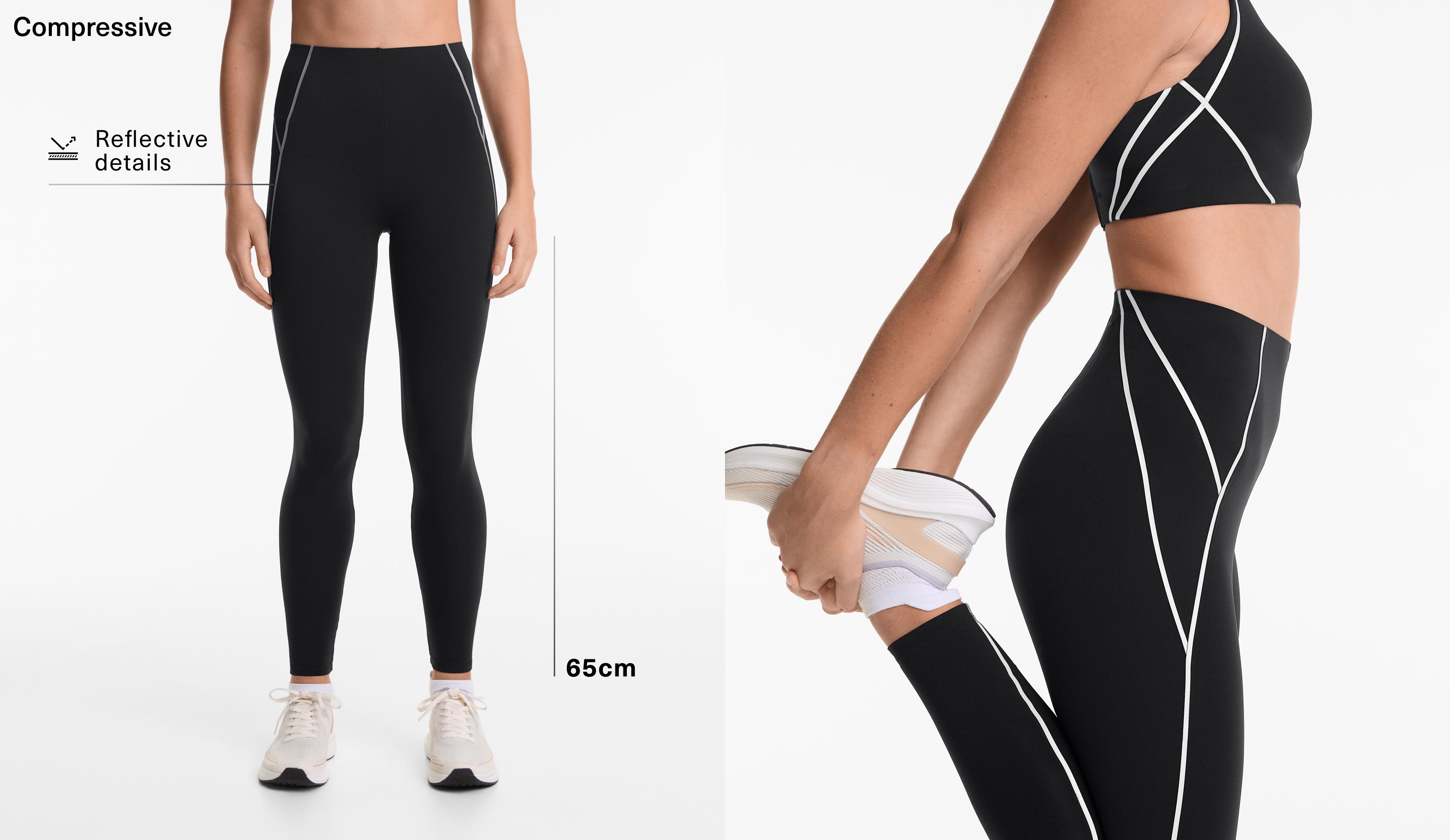 Reflective Compressive 65cm ankle-length leggings