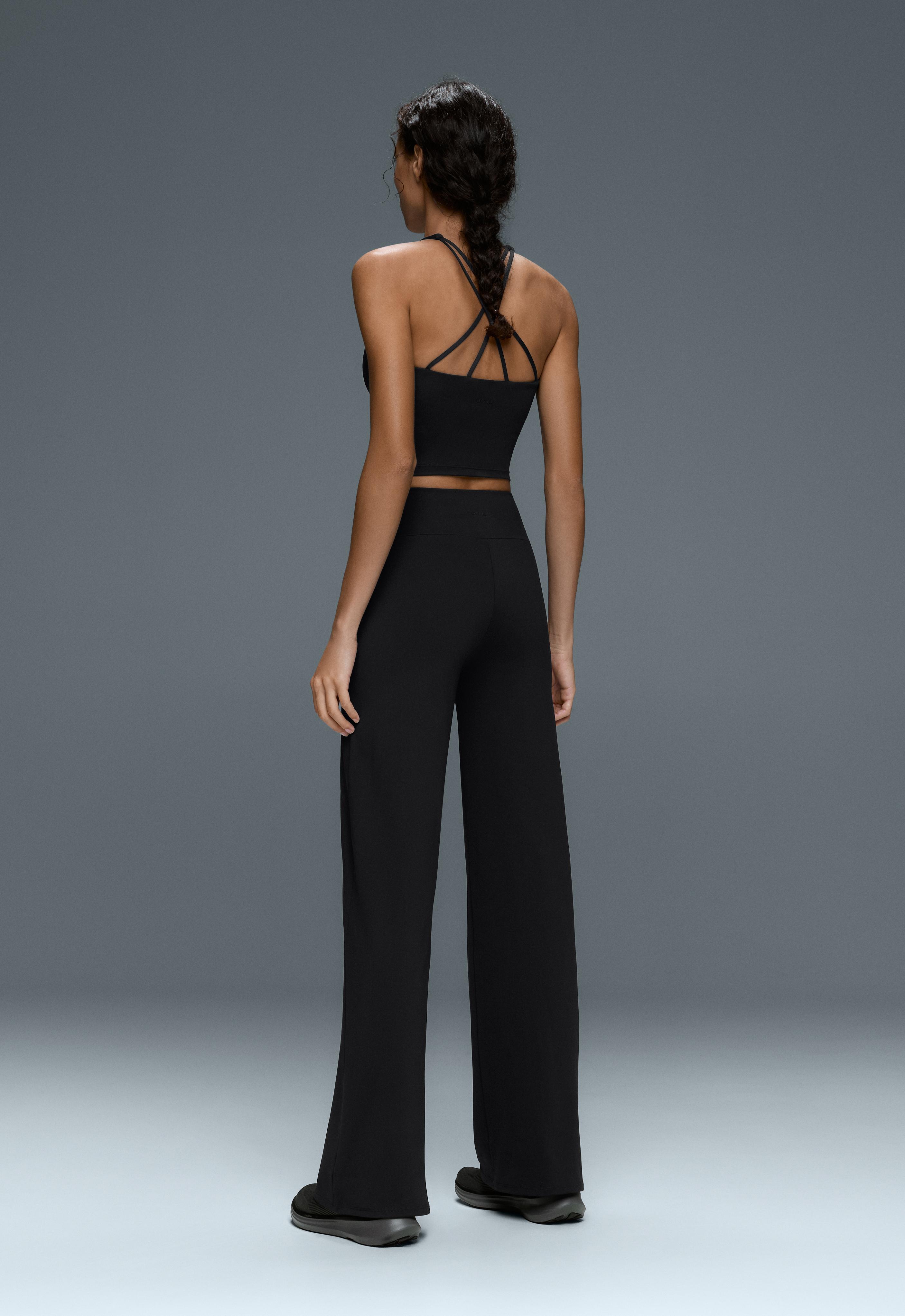 High-rise Comfortlux straight-leg trousers — BLACK
