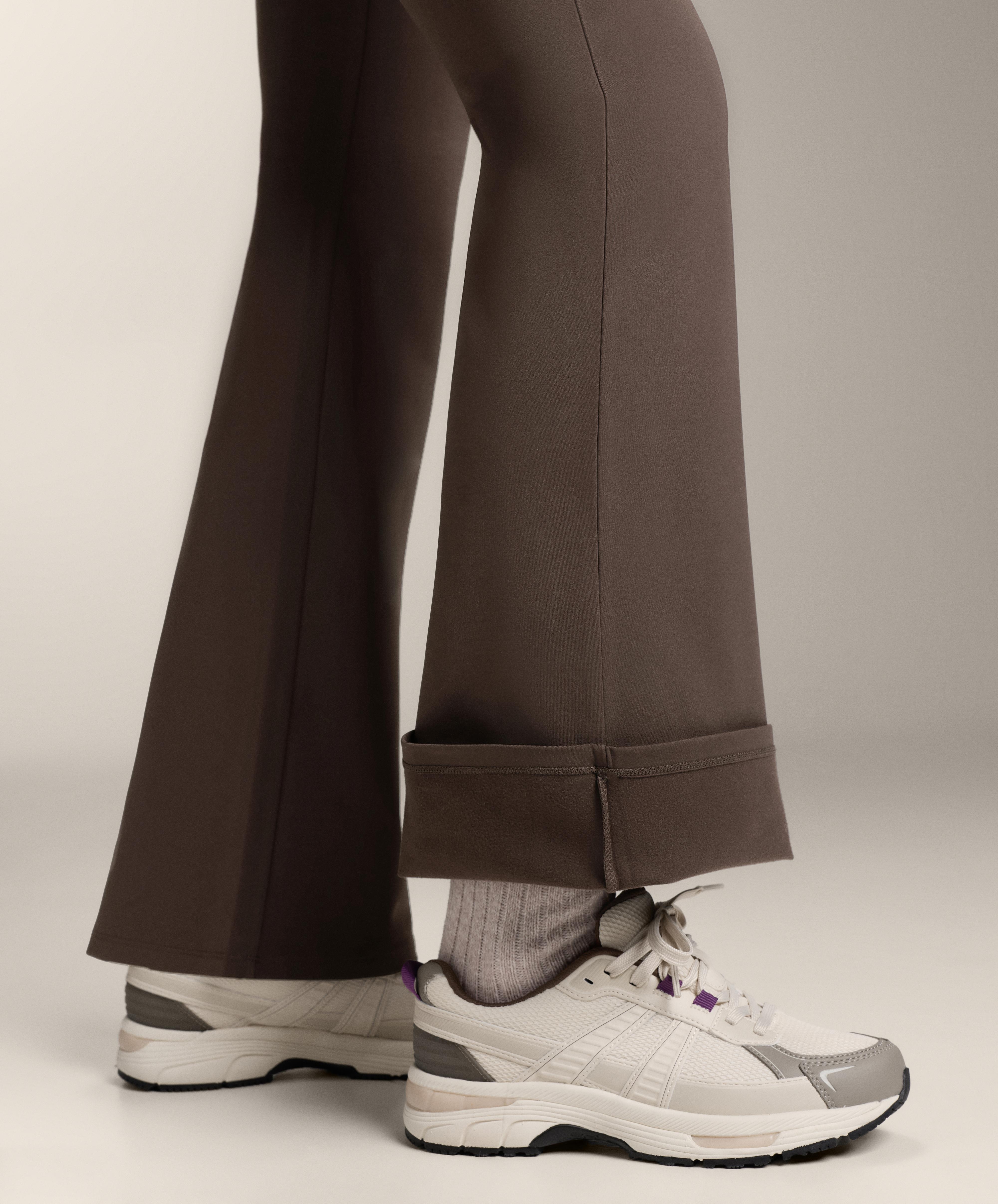 Warm flare maternity trousers — DARK REDDISH‑BROWN