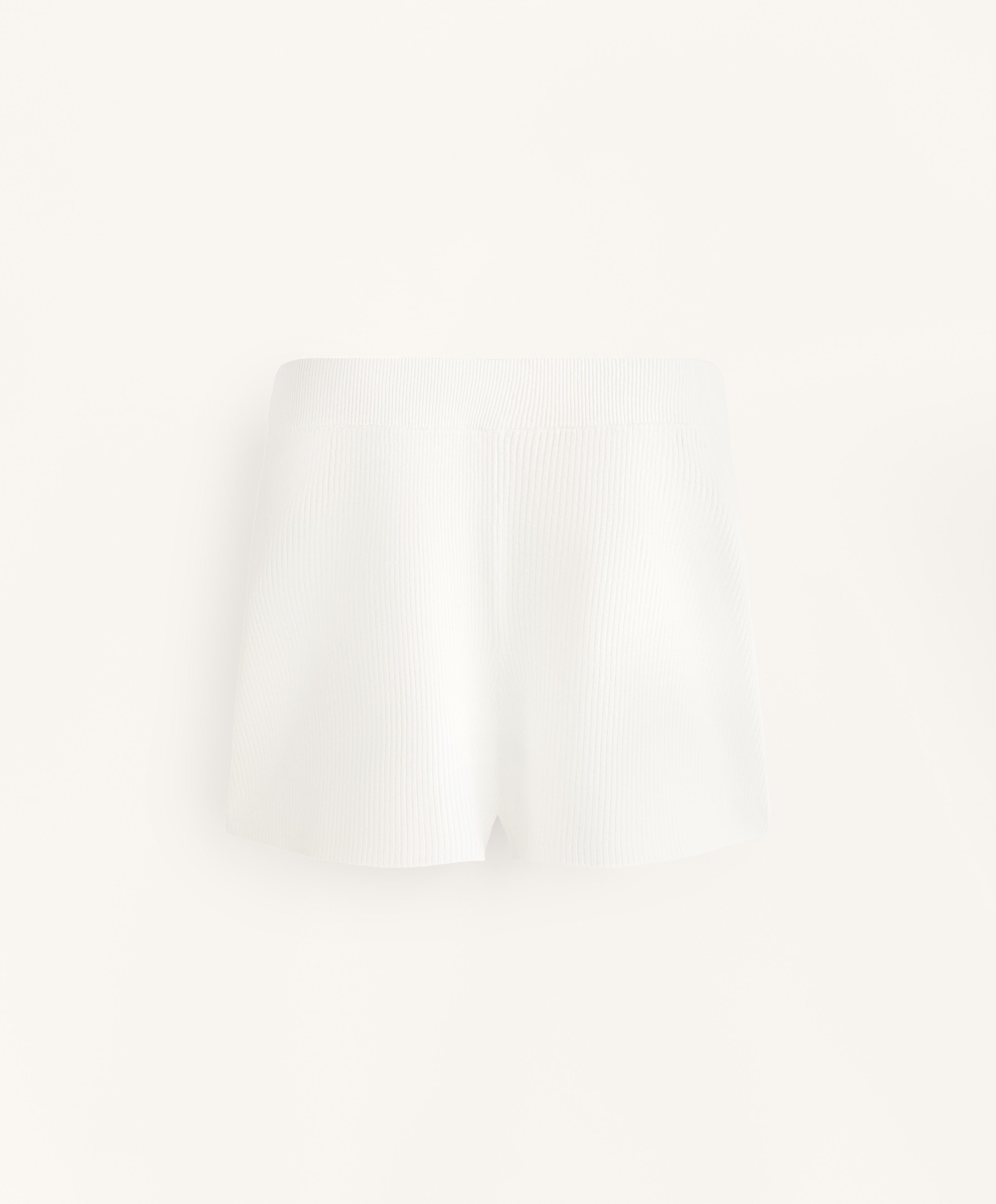 Washed knit shorts — WHITE