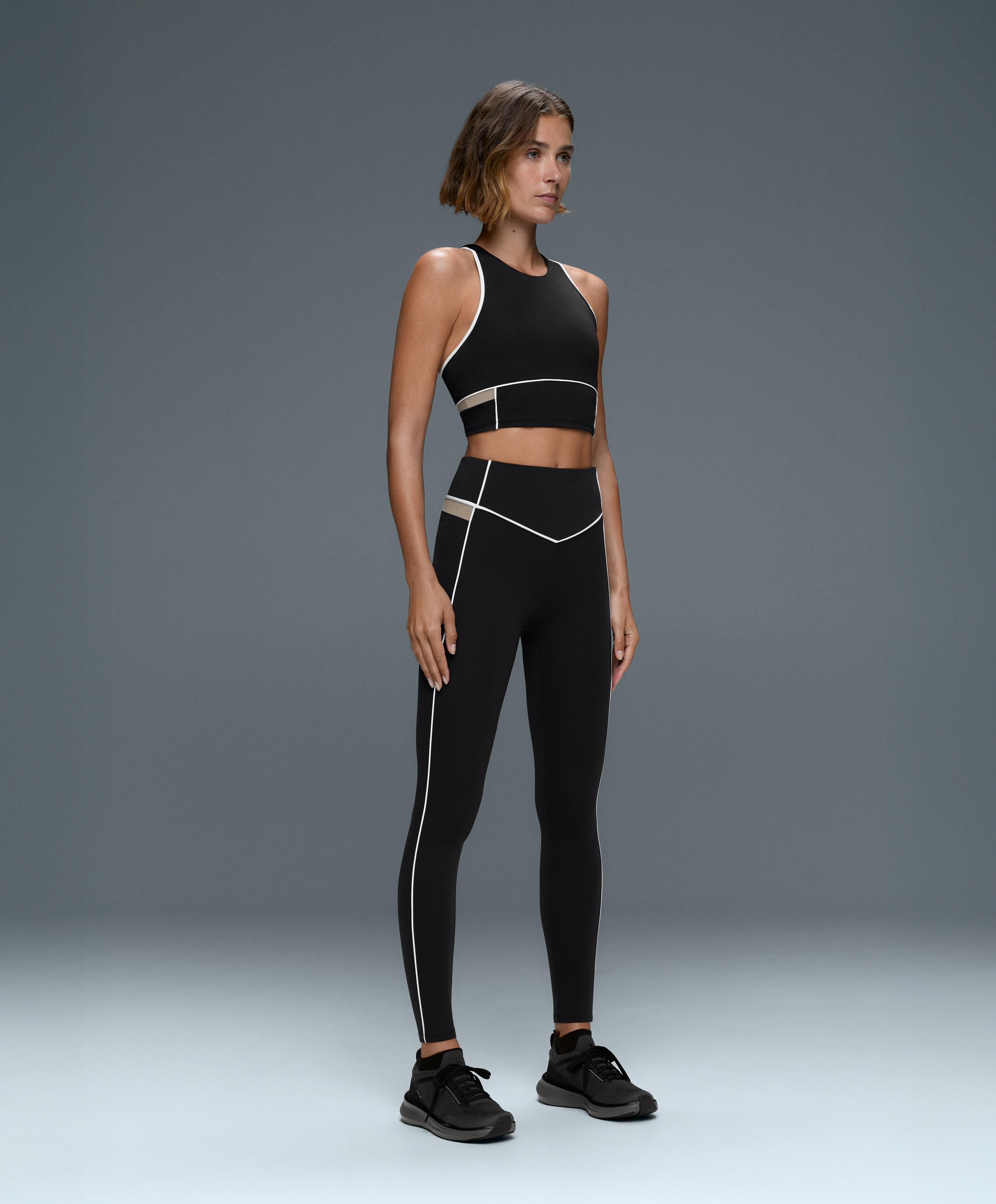 Comfortlux colour block piping tank top — BLACK