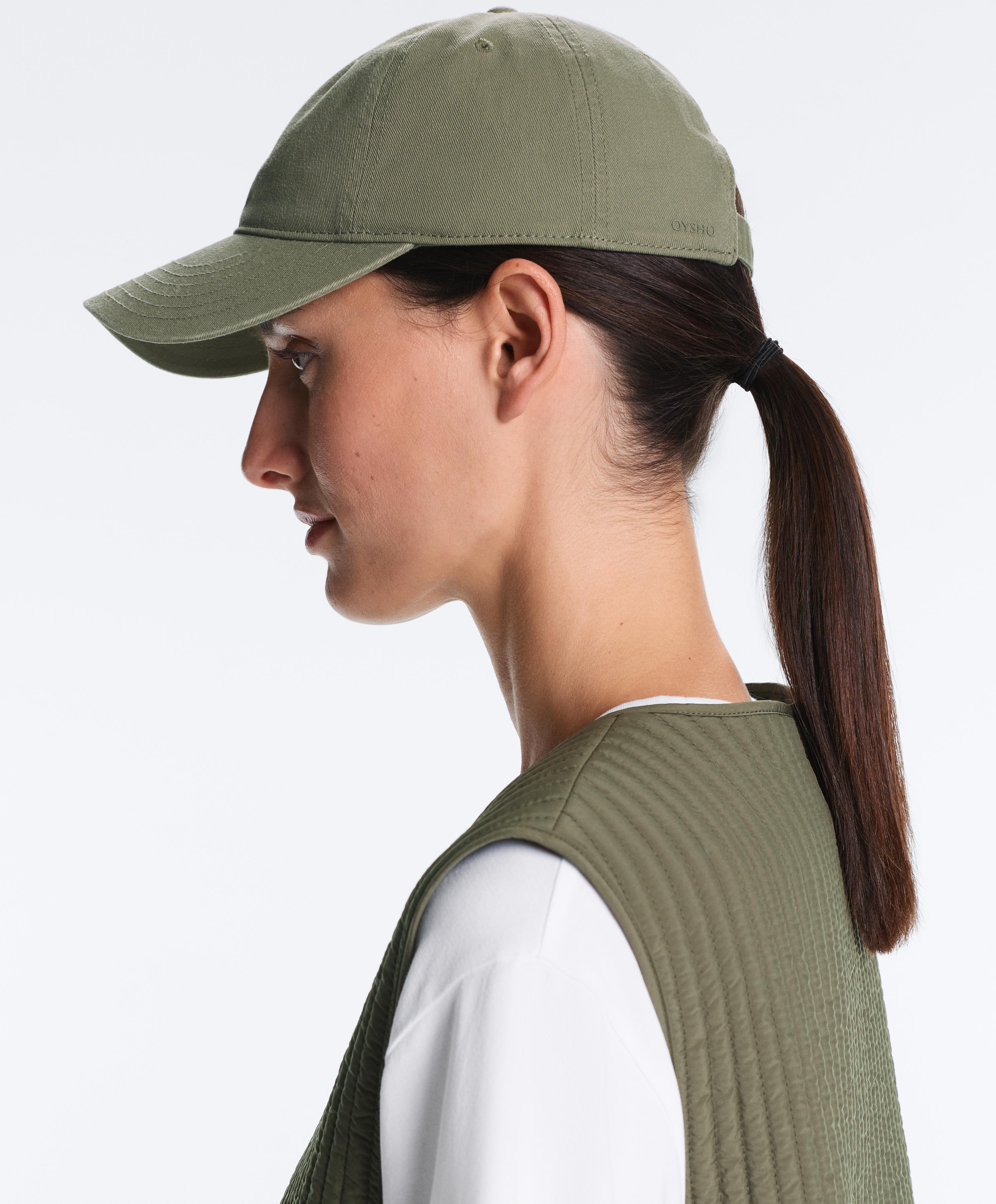Washed-effect 100% cotton cap — KHAKI
