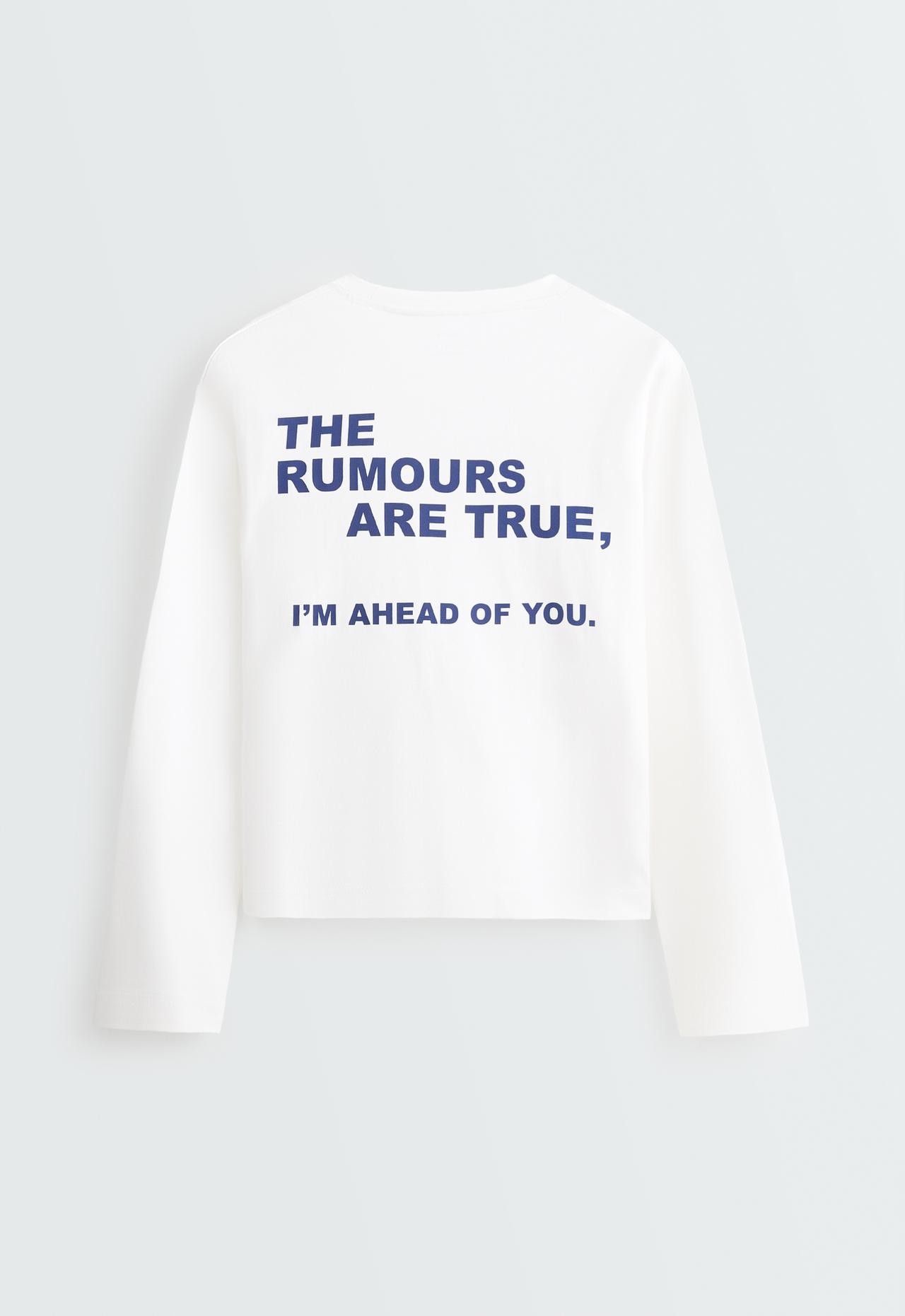 100% cotton relaxed long-sleeve t-shirt text — WHITE