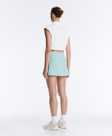 High-waisted striped gathered skirt — PALE ECRU 8