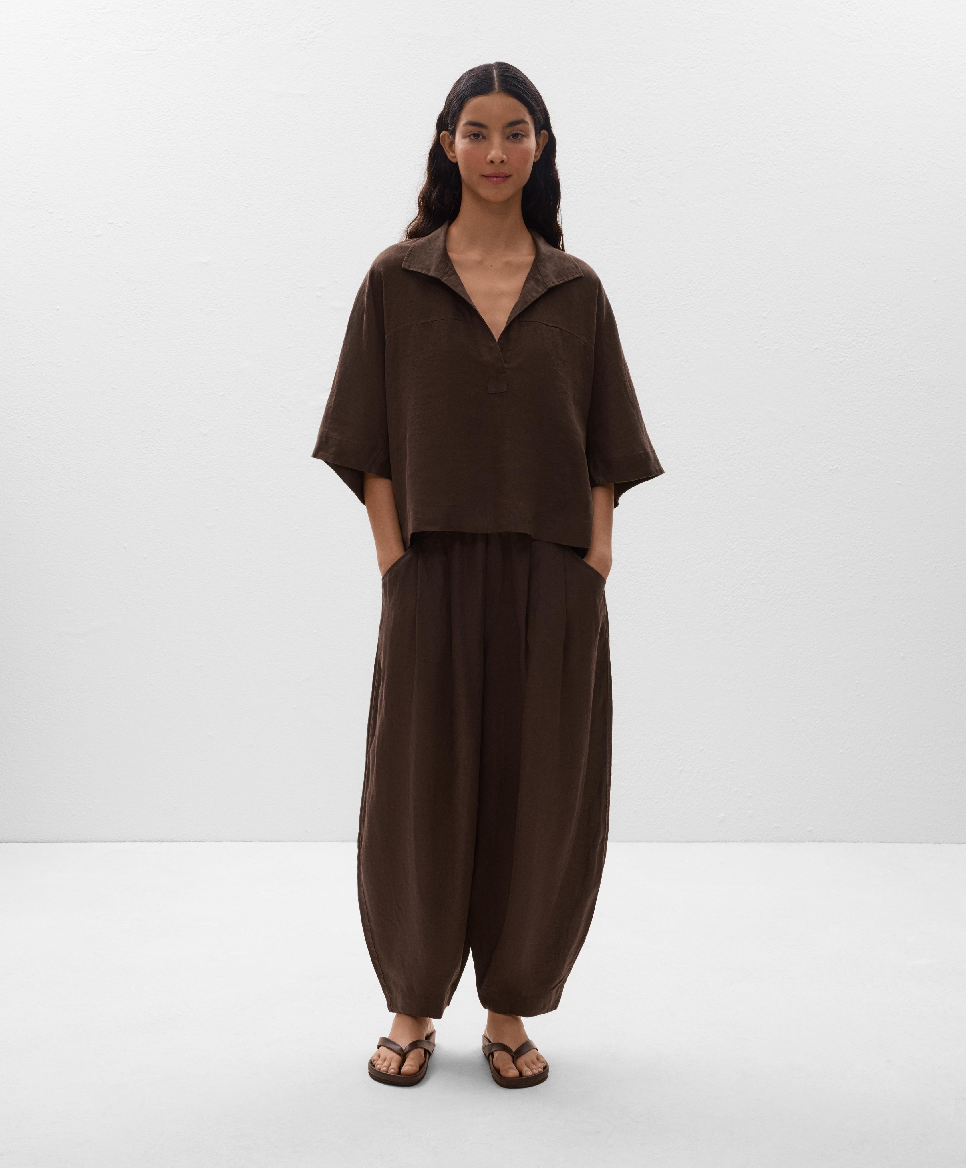 Oversize short-sleeved 100% linen shirt - Sale Oversize short-sleeved 100% linen shirt - Sale