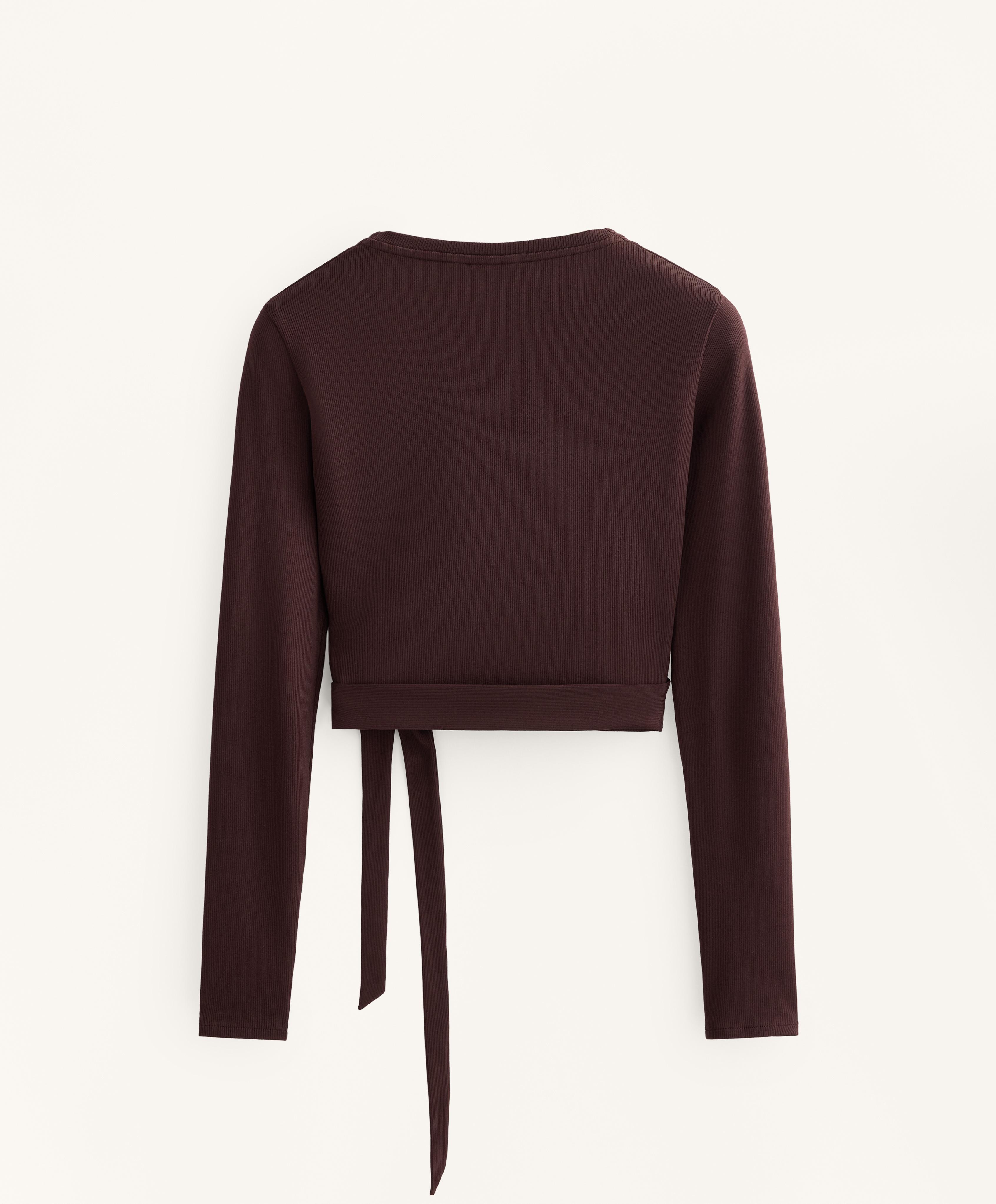 Rib cotton blend wrap top