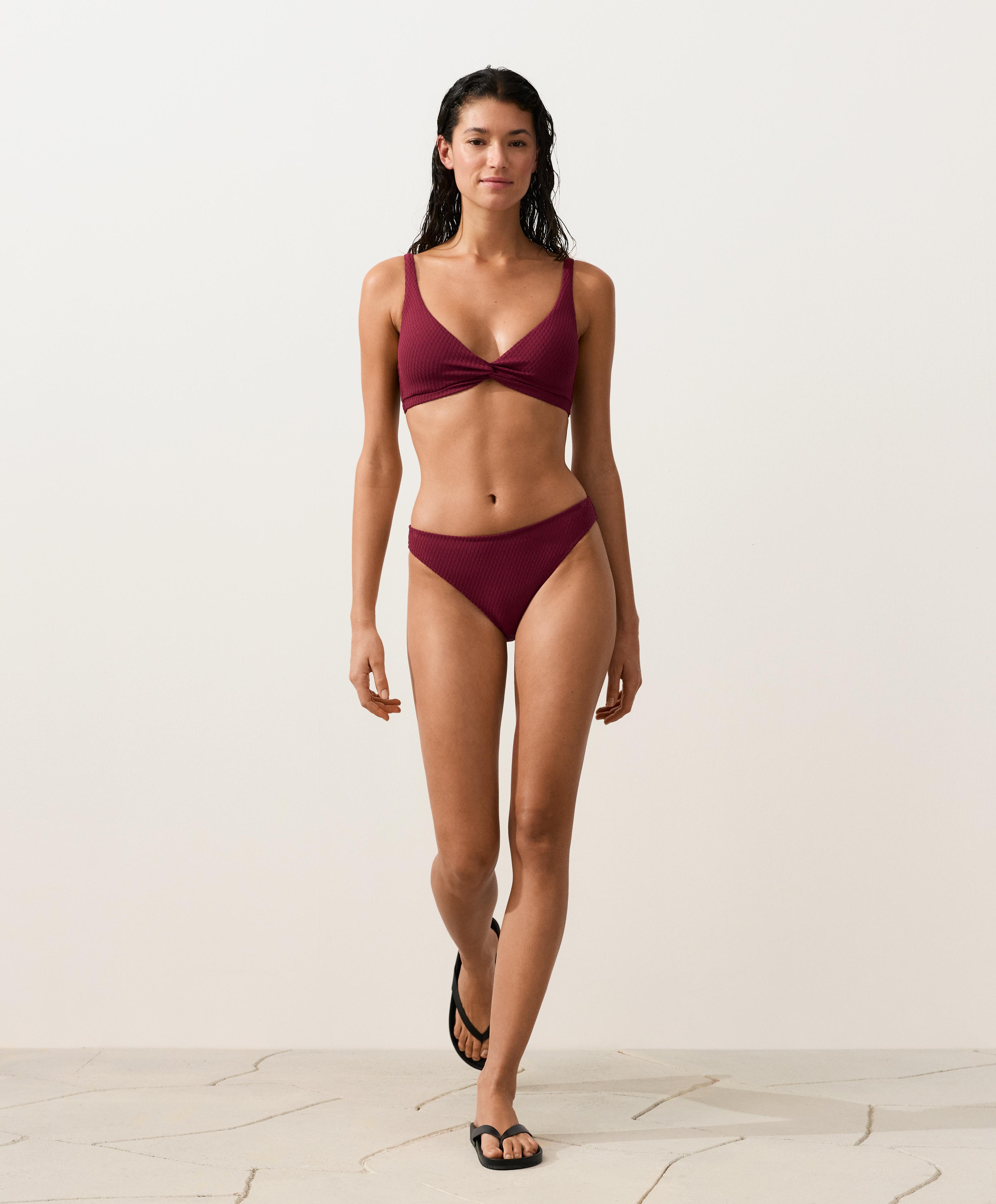 Klasični donji deo kupaćeg kostima od žakarda sa mini kariranim dezenom