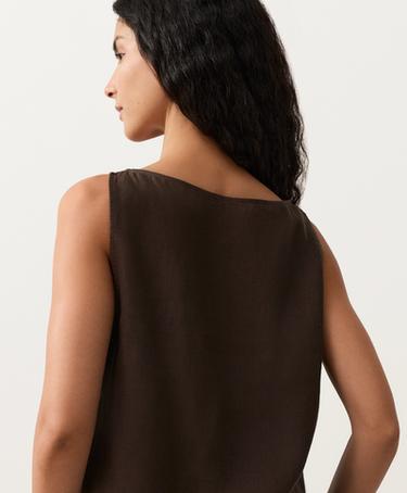 100% linen boxy top — DARK BROWN 4