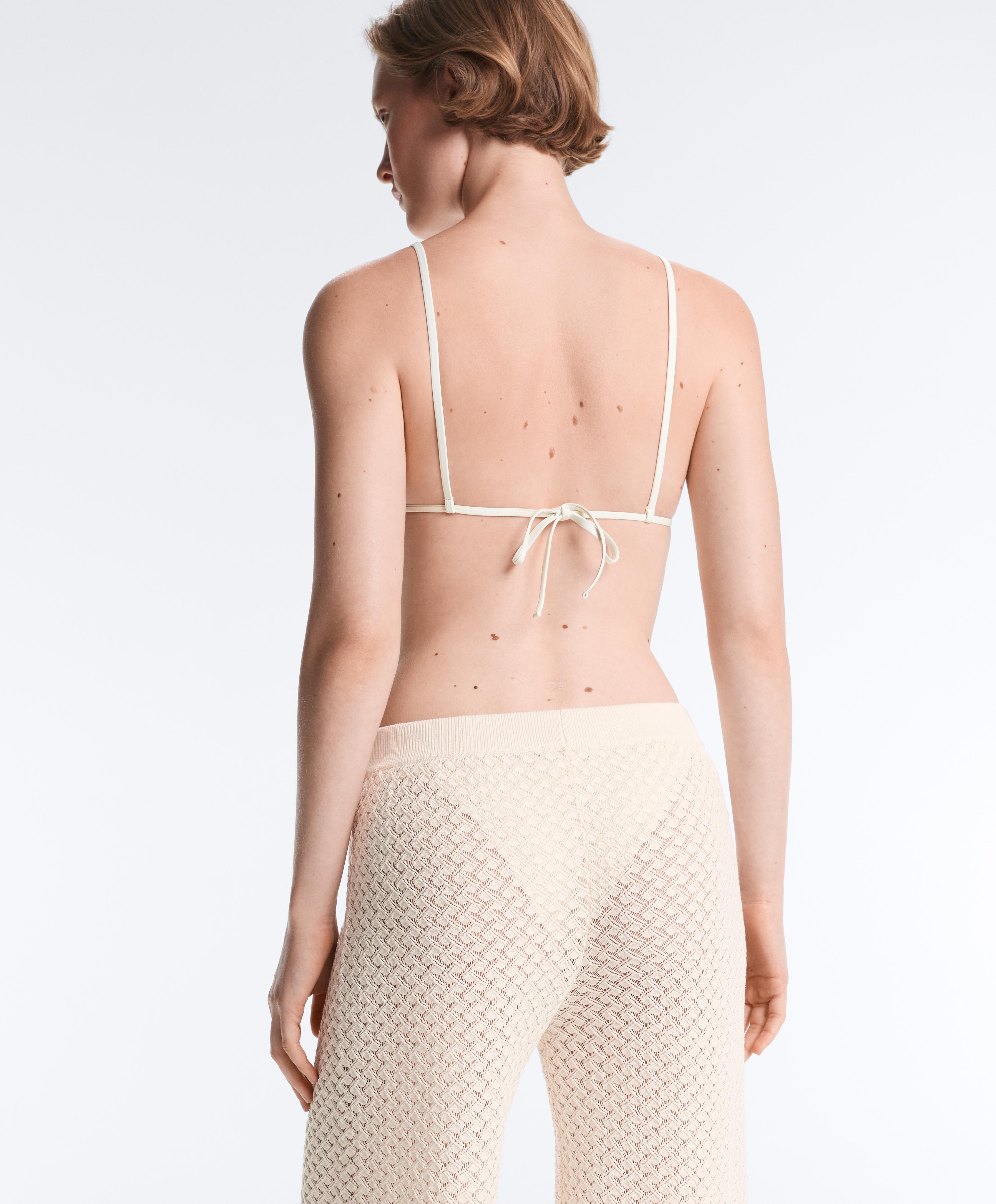 Crochet knit bloomer trousers — PALE ECRU