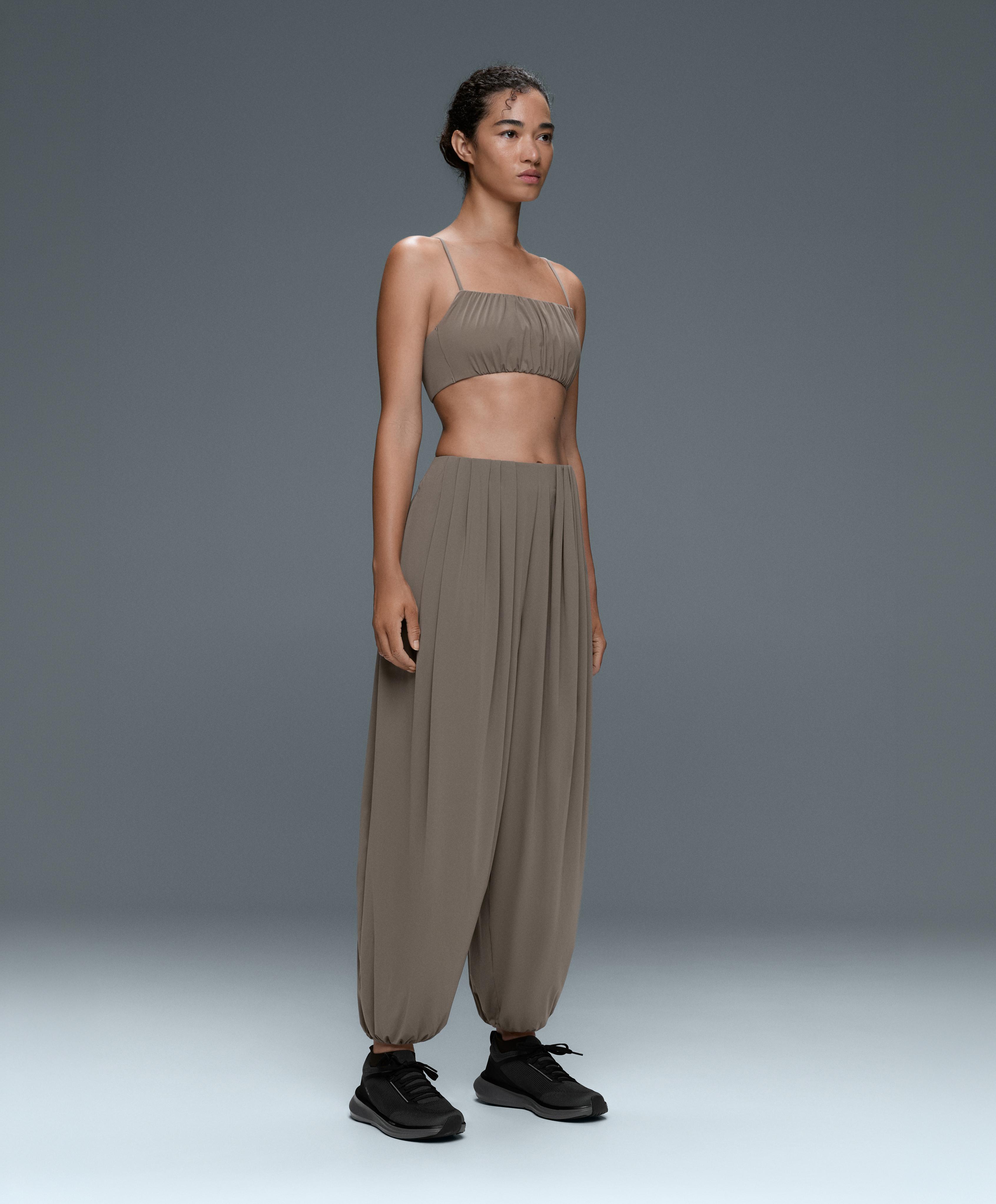 Light Touch ruched low-support bra — KHAKI-GREY