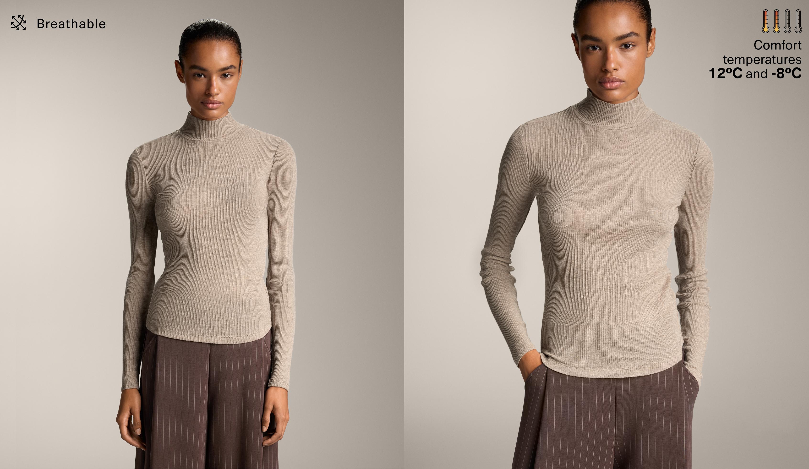 חולצת בסיס תרמית עם צווארון גבוה וליוסל חולצת בסיס תרמית עם צווארון גבוה וליוסל