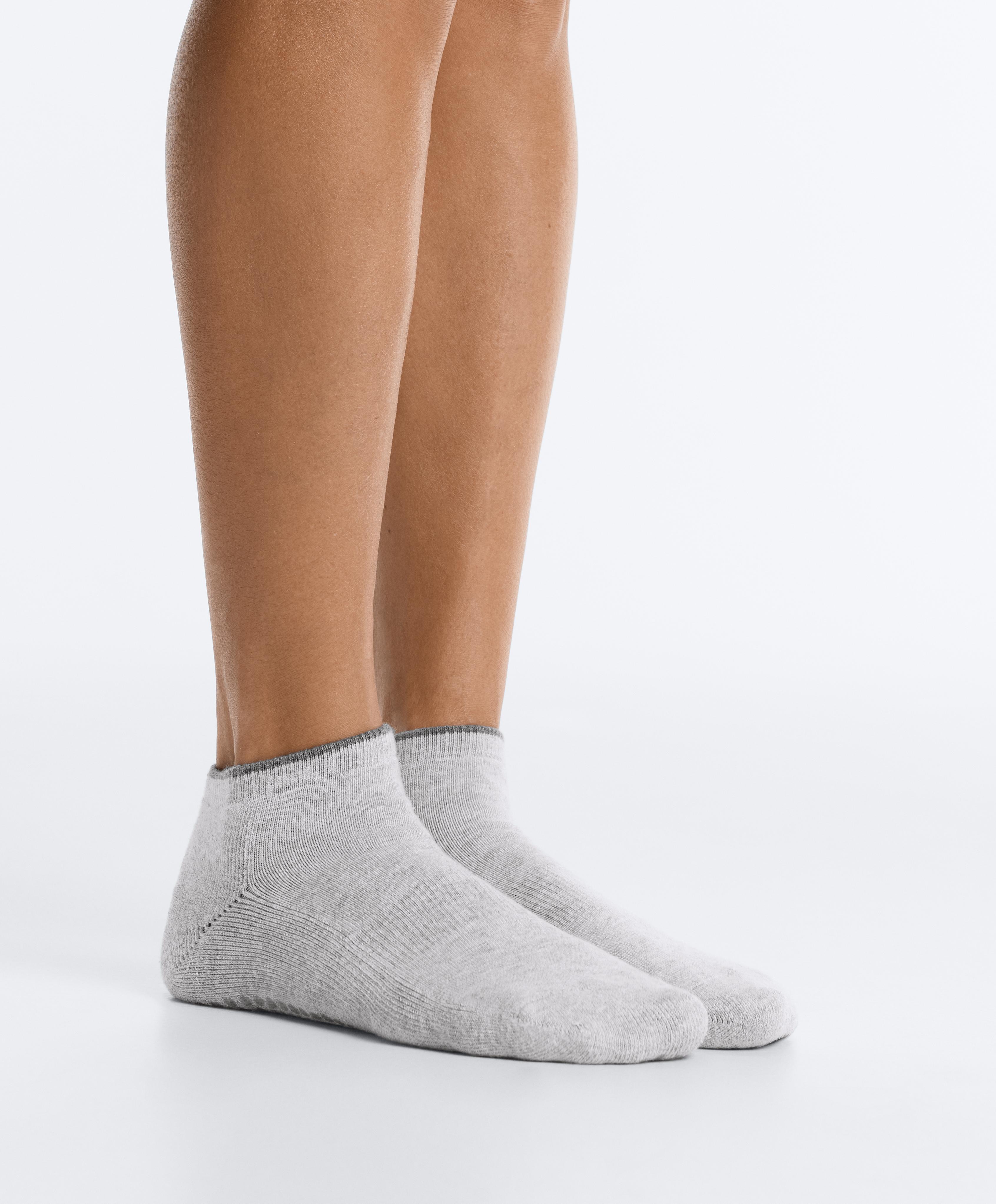 2 pairs of cotton quarter yoga and Pilates socks — DARK-GREY MELANGE