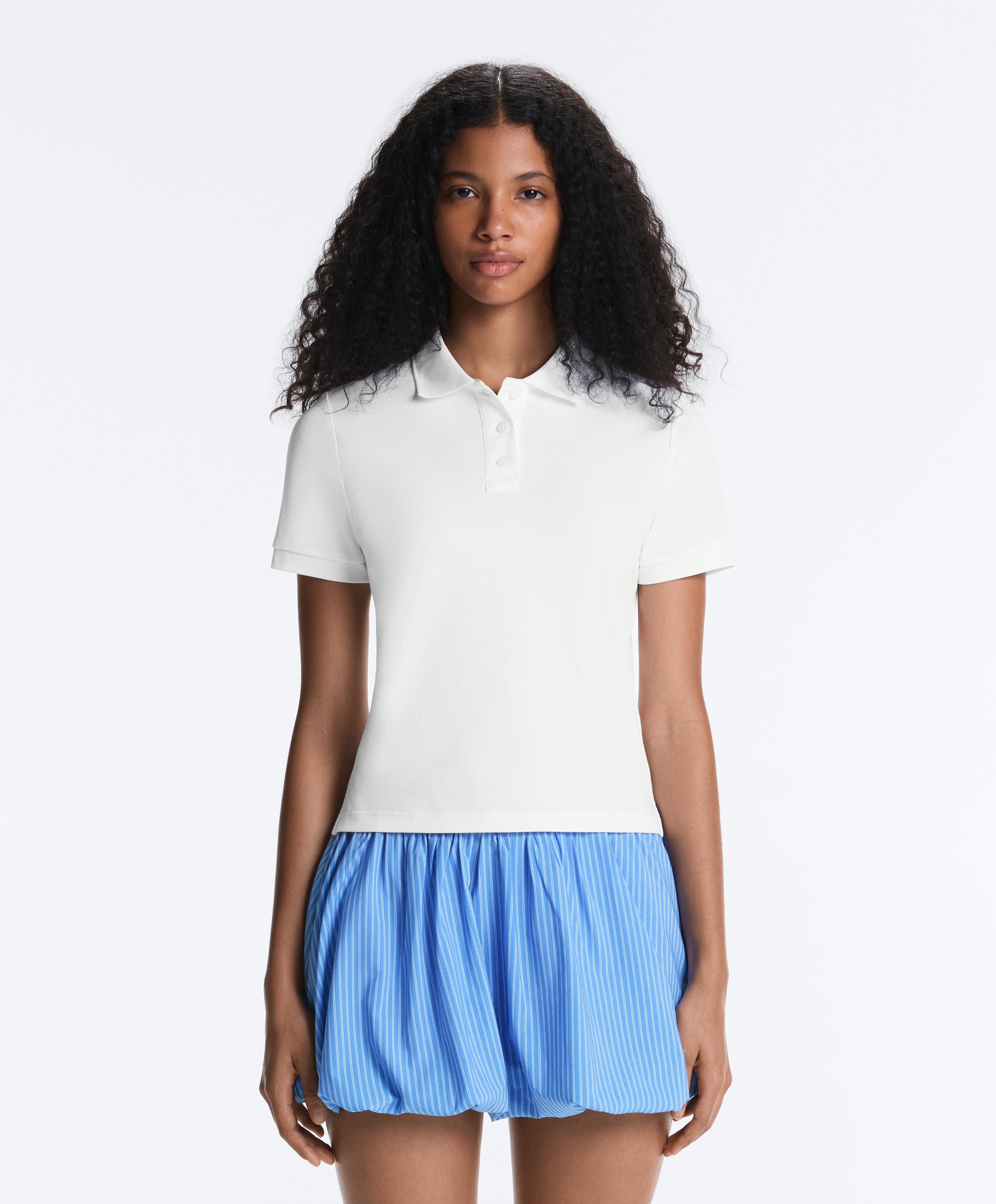 Slim-fit piqué cotton polo shirt — WHITE