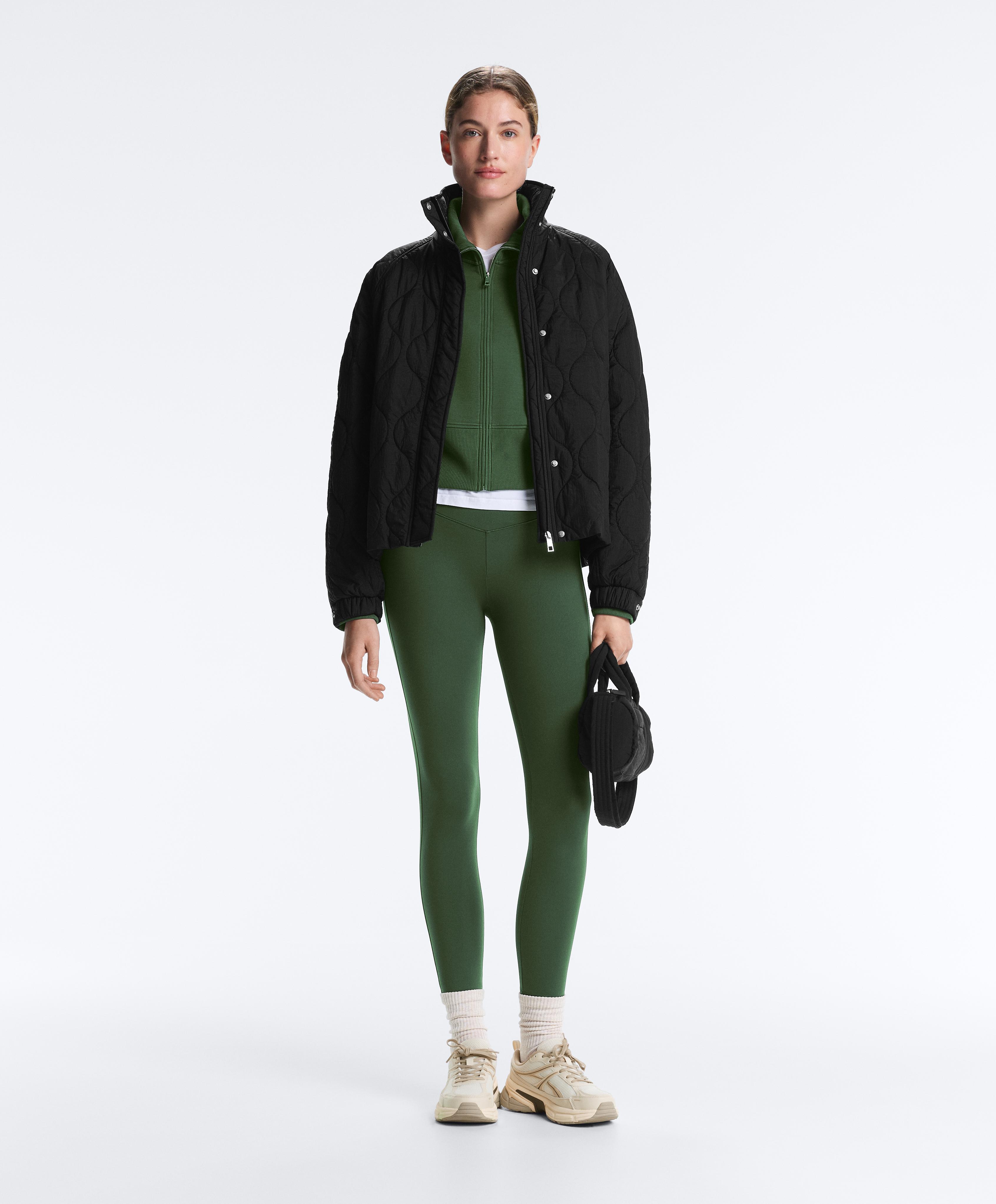 Cotton blend raised neck jacket — GREEN