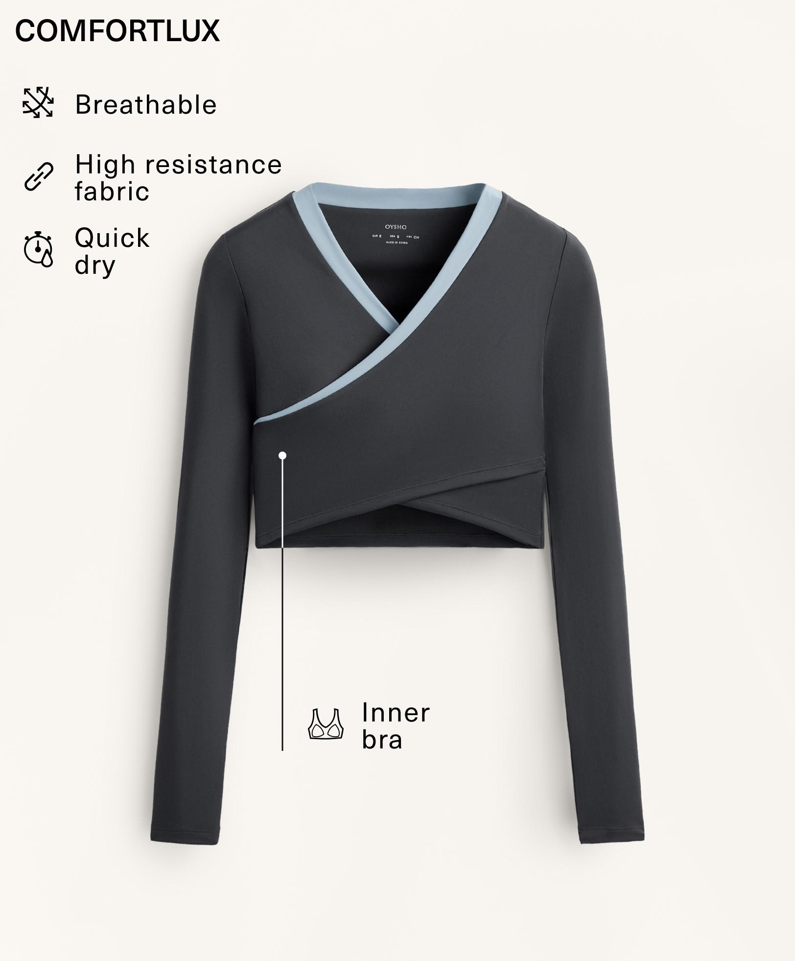 Long-sleeved Comfortlux contrast tank top — ASPHALT