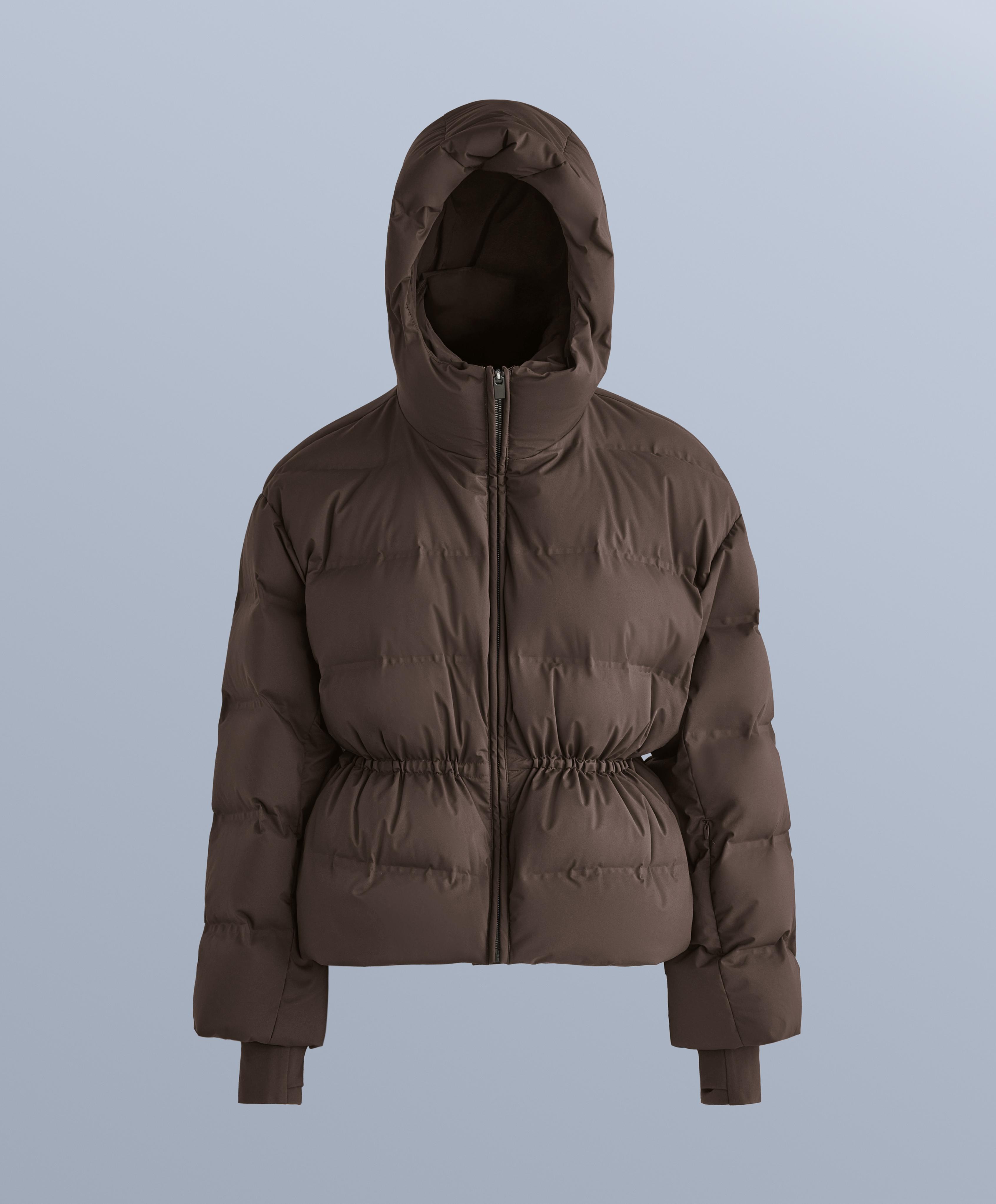 Lightweight padded jacket with 80% down and 20% MINARDI PIUME SKI water-resistant filling — DARK BROWN