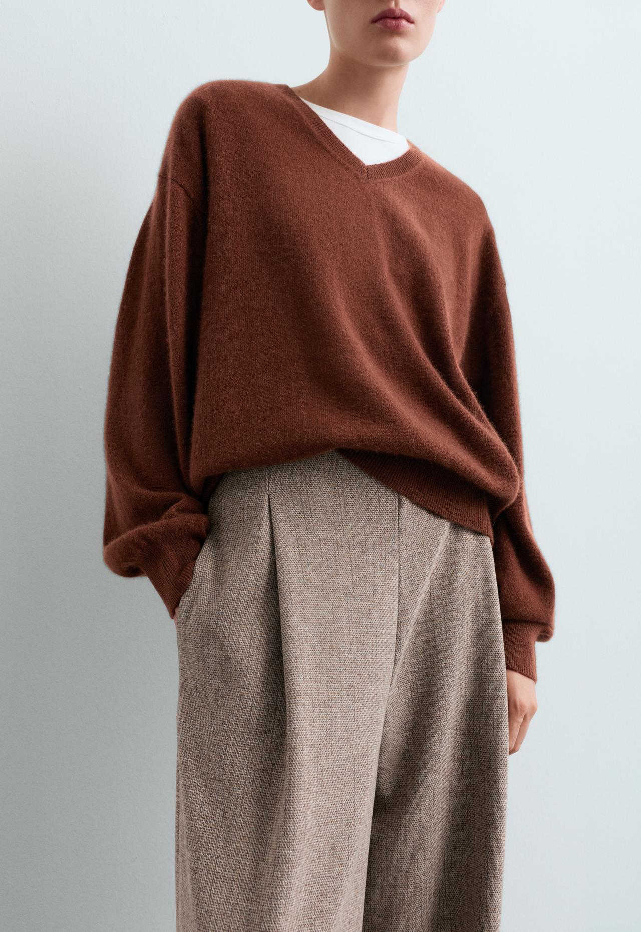 Mottled wide-leg trousers — BROWN-GREY MELANGE