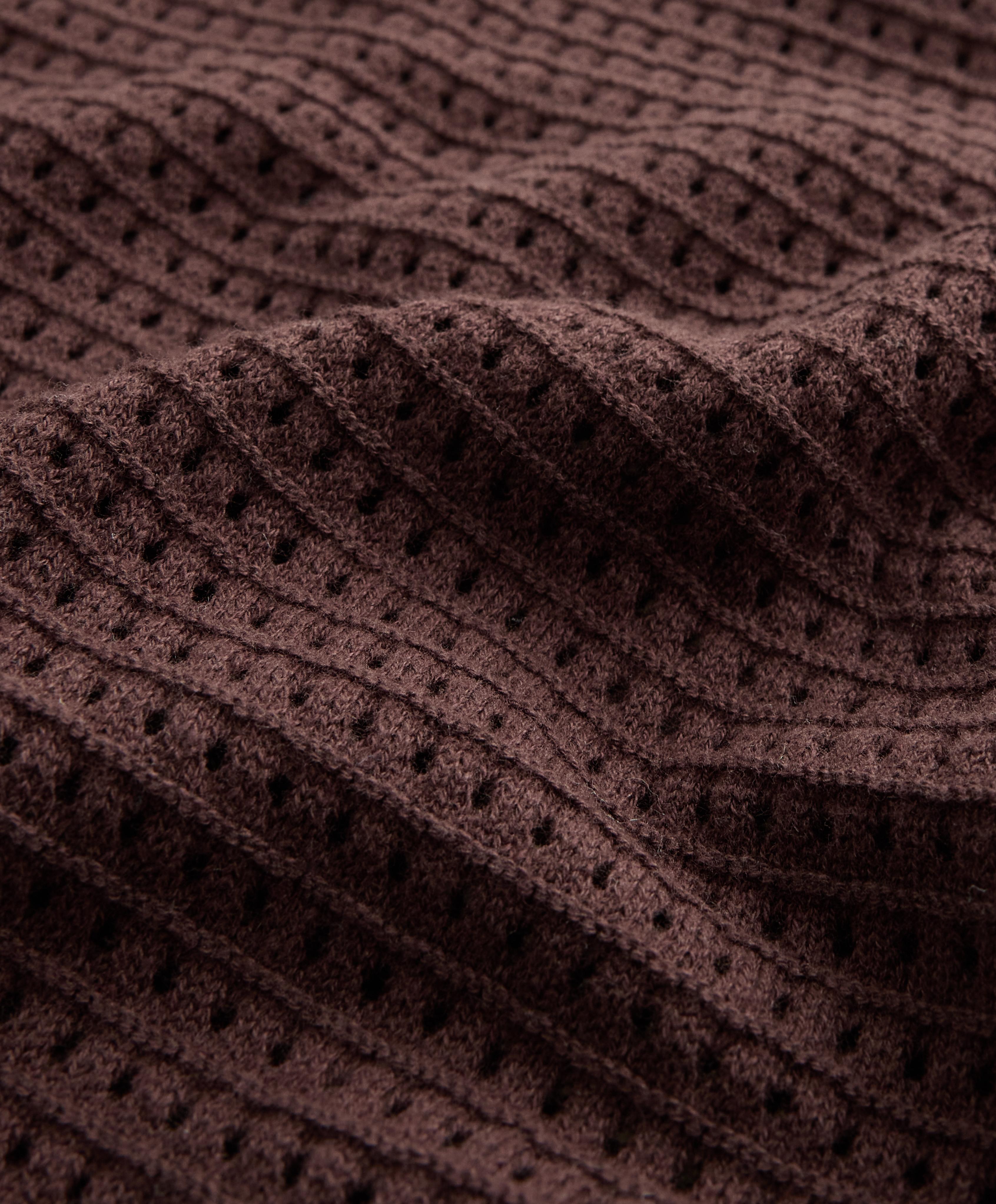 Cotton-blend open knit jumper — CHOCOLATE