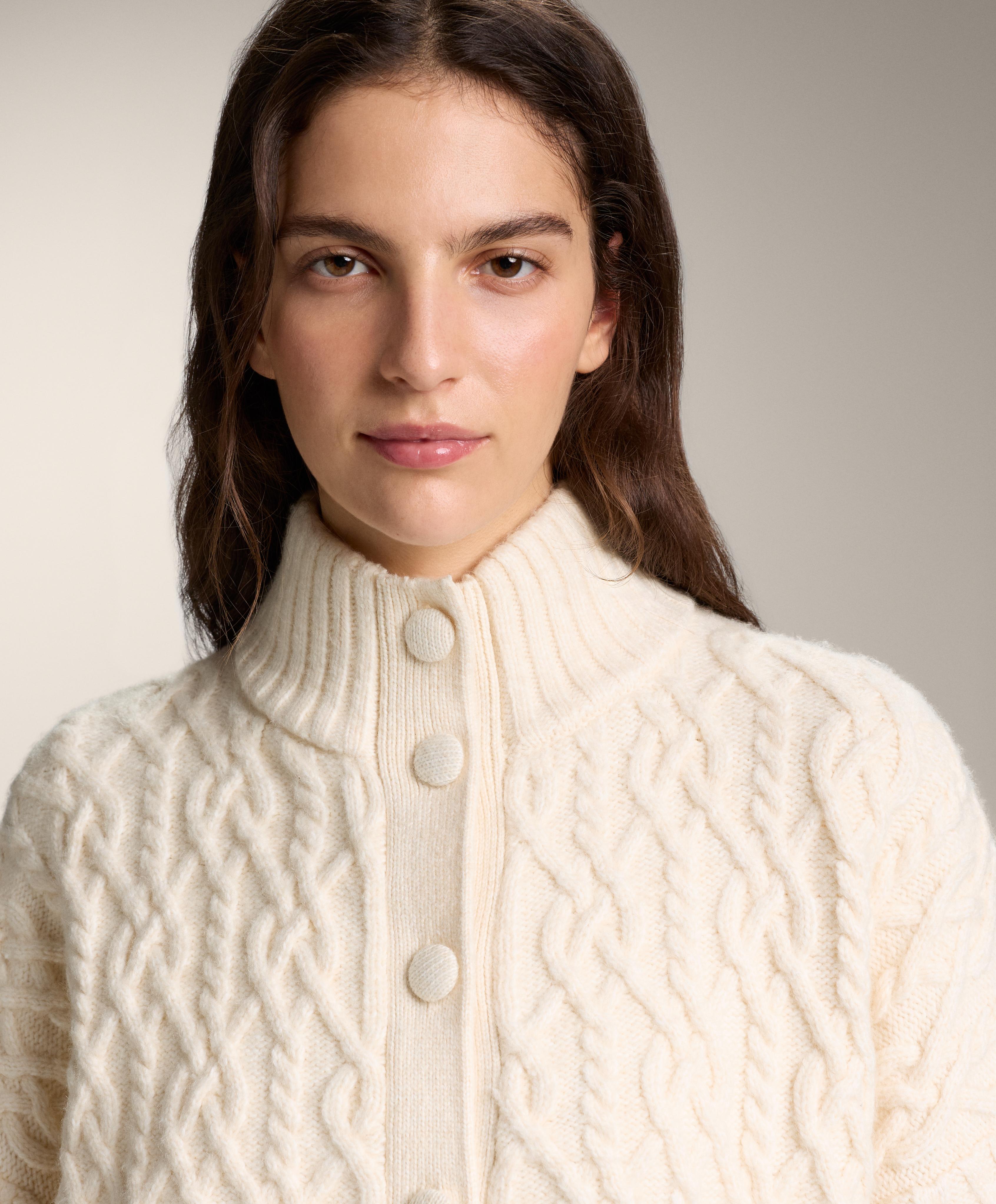 Veste bomber en maille câblée avec boutons Veste bomber en maille câblée avec boutons