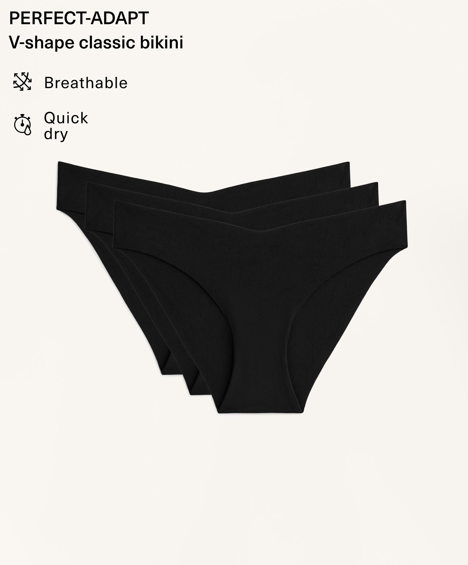 3 slip classici bikini misto poliammide invisibili taglio a V