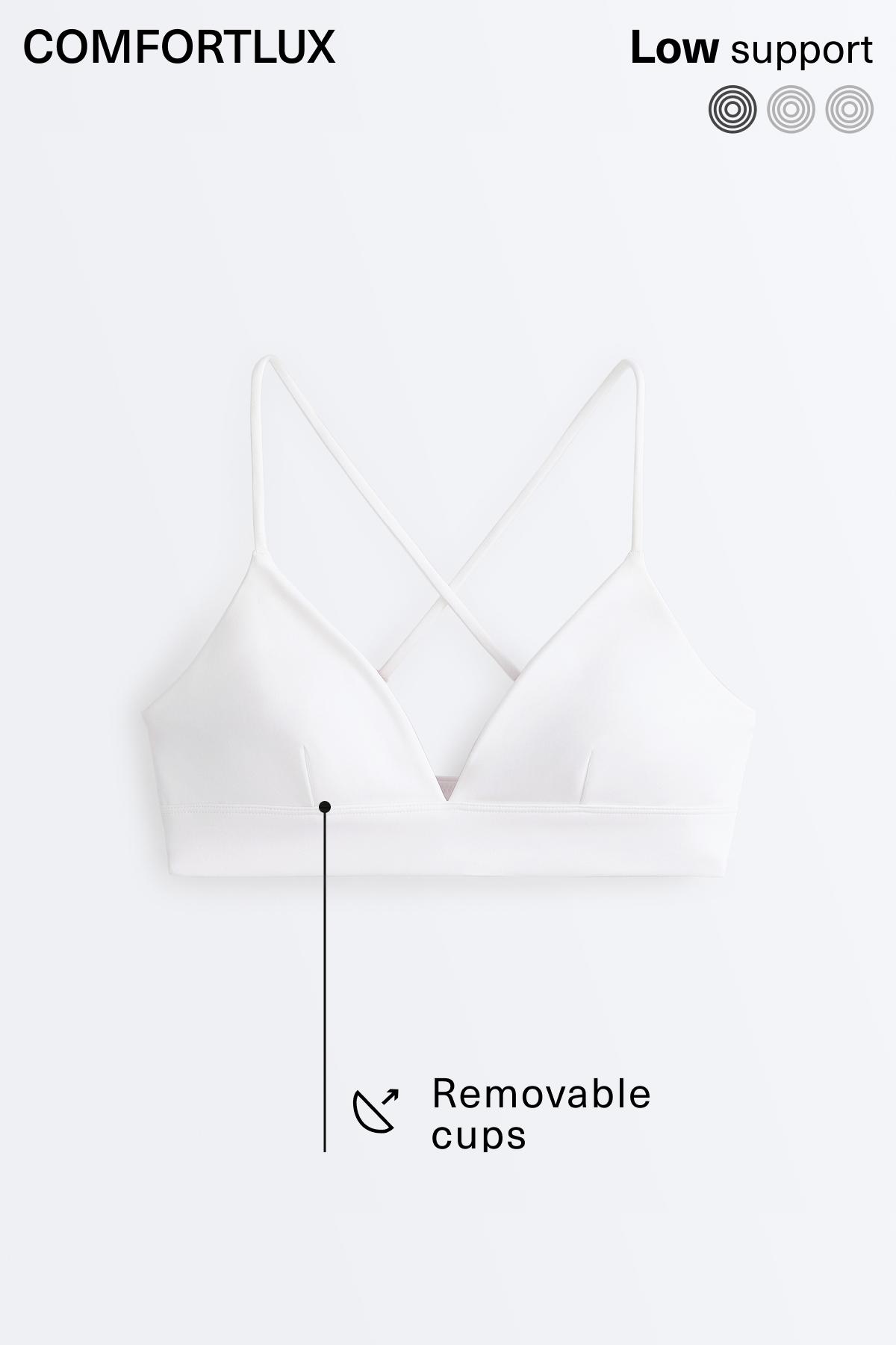 Comfortlux low-support triangle sports bra — WHITE 