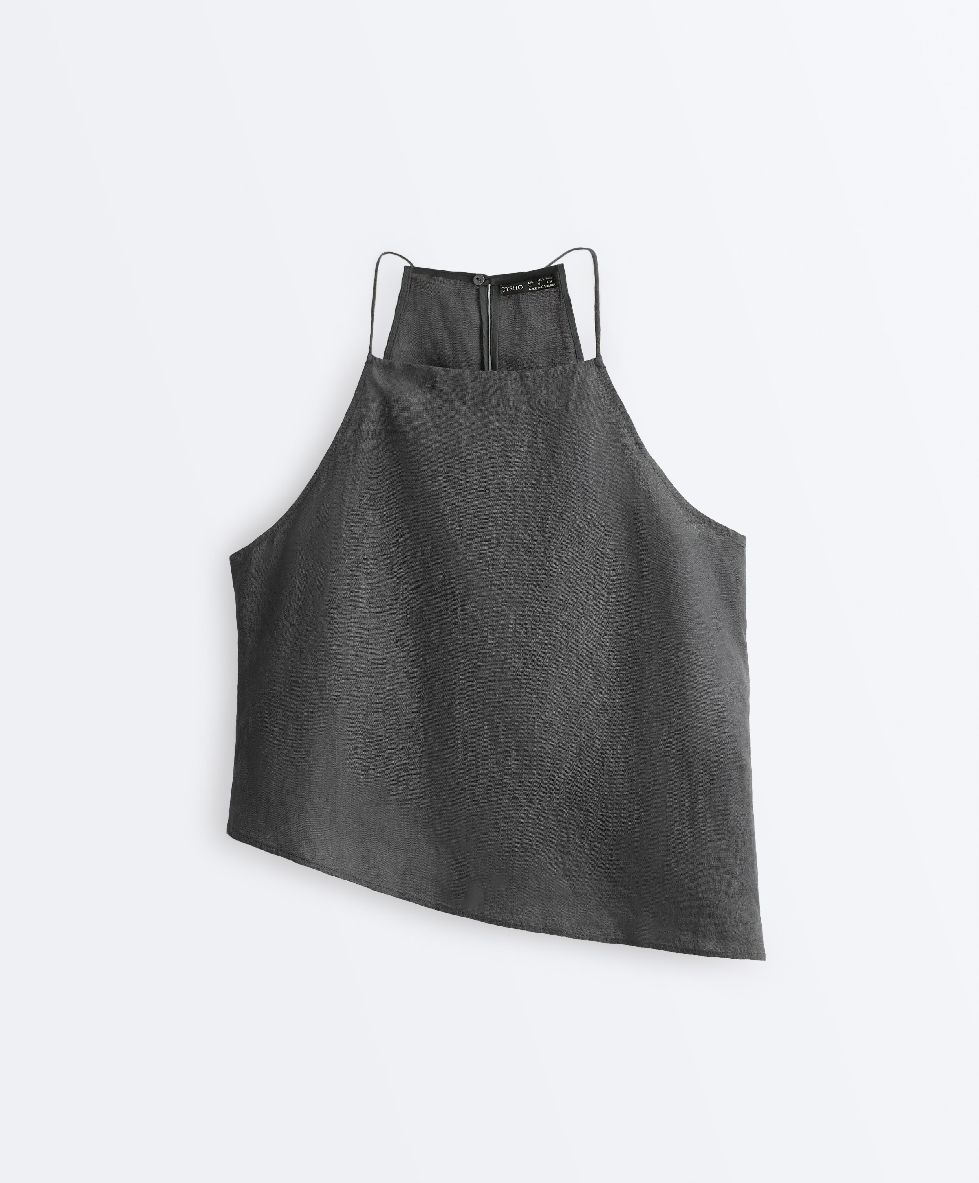 Asymmetric 100% linen sleeveless top
